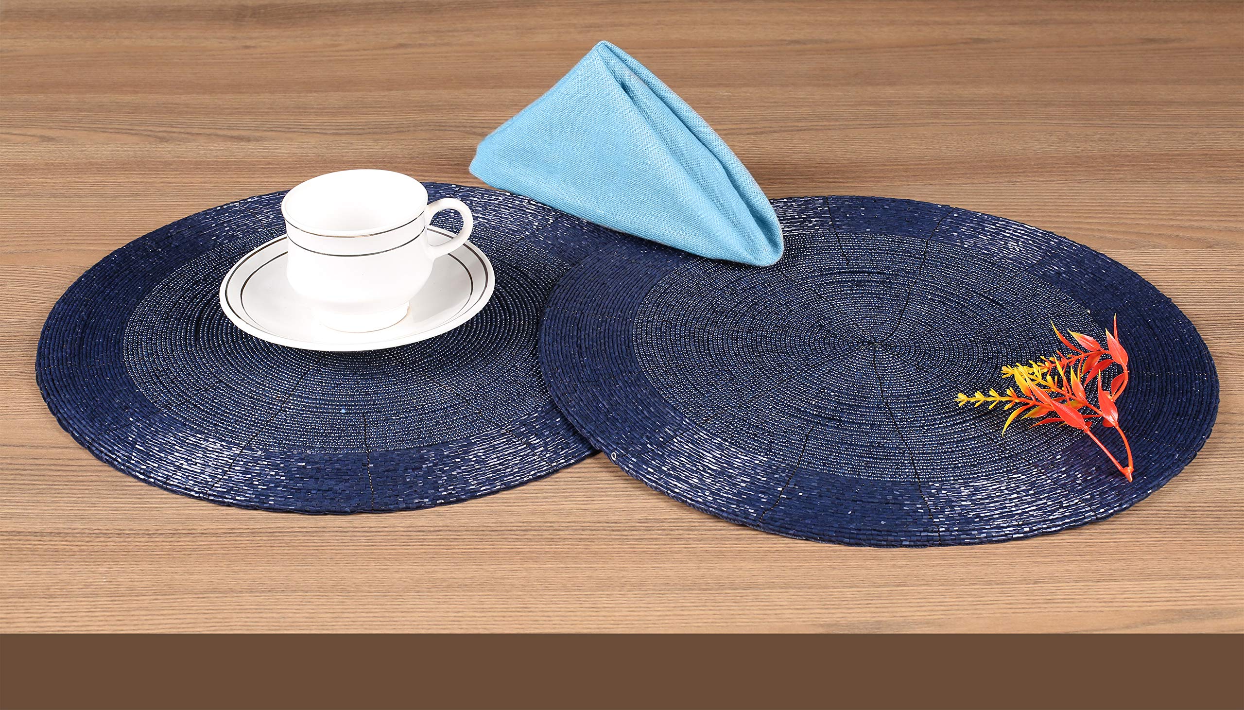 Lightnpro Round Placemat, Navy Placemat, Boho Placemat, Holiday Placemat, Navy Charger Plate, Thanksgiving Charger Plate For Fal