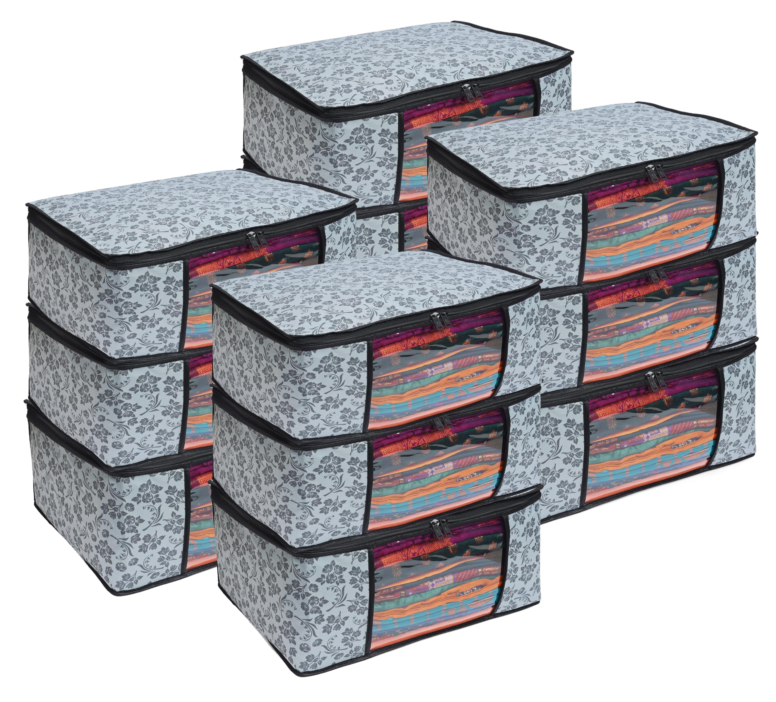 Homfil Brand - Laxis Saree Covers With Zip Non-Woven Printed Saree Cover/Saree Organizer For Wardrobe/Cloth Storage With Transpa