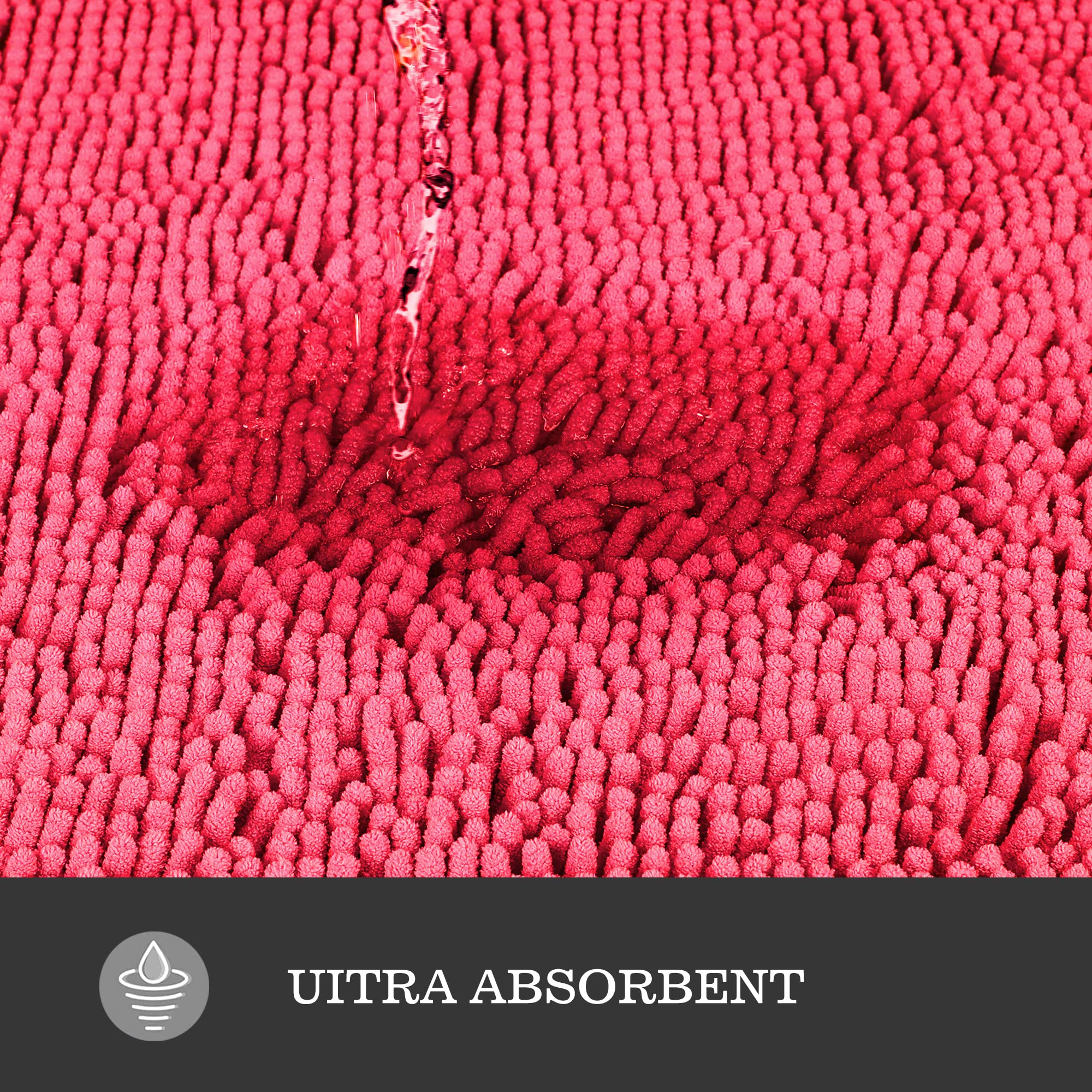 Yeaban Hot Pink 47 X 17 Bathroom Rug - Thick Chenille Bath Mats | Absorbent And Washable Bath Rug Non-Slip, Plush And Soft Rugs