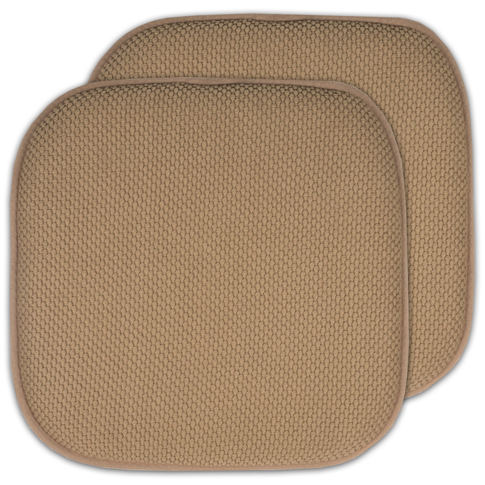 Sweet Home Collection Memory Foam Honeycomb Nonslip Back 16'' X 16'' Chair/Seat Cushion Pad, 2 Pack, Taupe