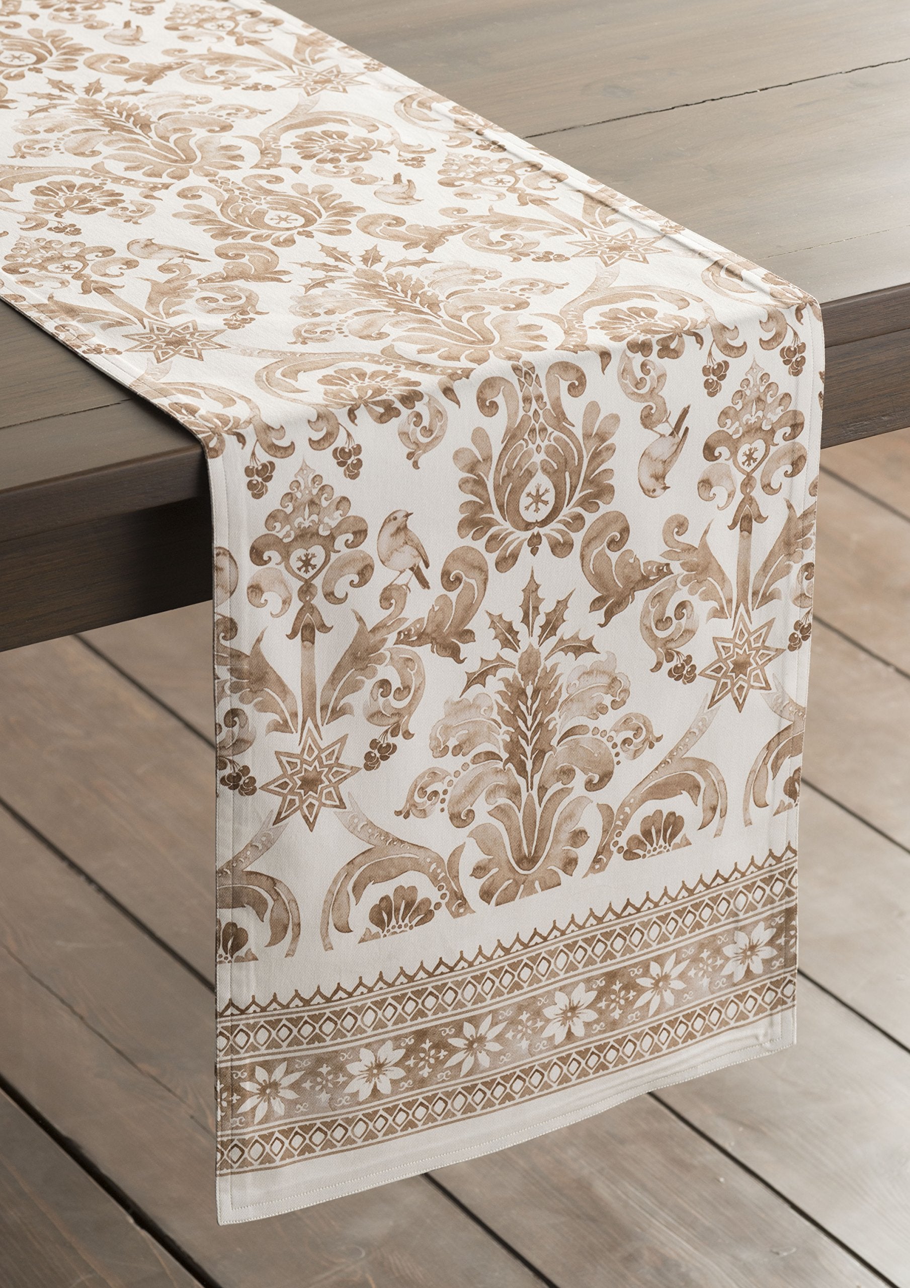 Maison D' Hermine Tablerunner 100% Cotton 14.50Inch X 72Inch Decorative Table Runner, Dining, Holidays, Buffet, Allure (Double L