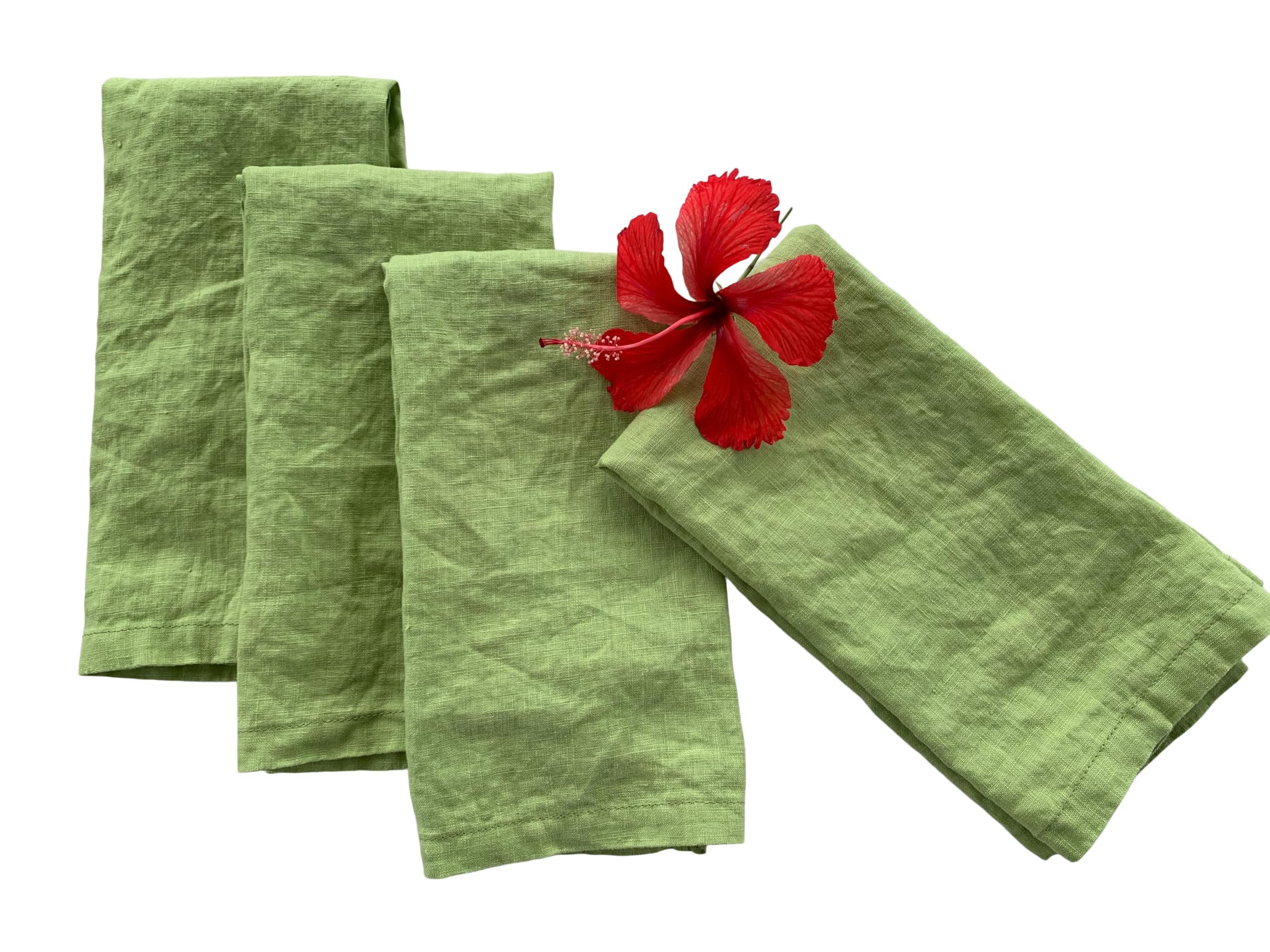 Linen Napkins -100% French Flax - Stonewashed Pure Linen Cloth Napkins - Size 18 Inch X 18 Inch - Set Of 4, Tropics (Tahitian Li