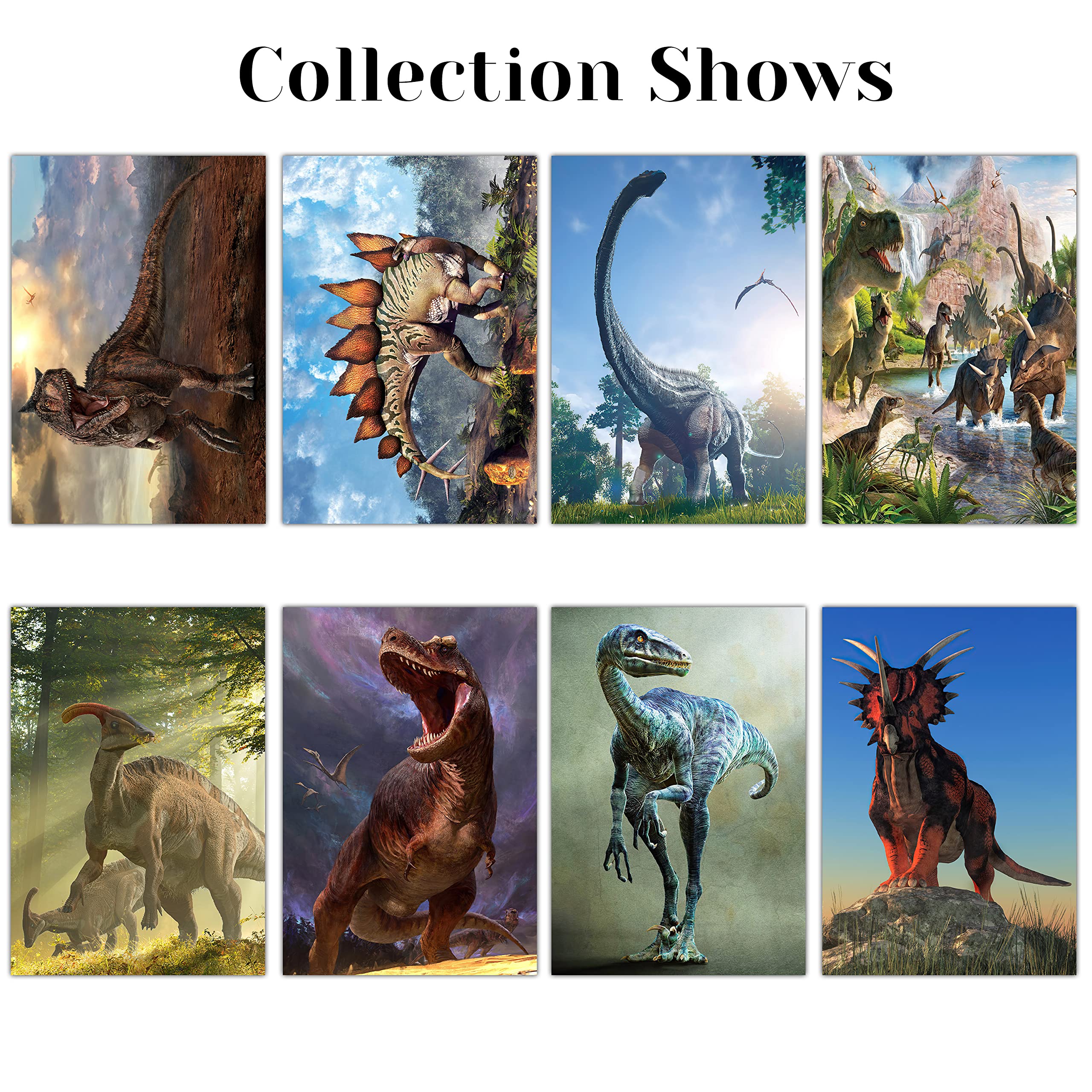 Gtotd Dinosaur Wall Art Decor Posters (8 Pack) 11.5'' X 16.5 Dinosaur Merch Party Supplies Gifts Pictures Unframed Version Hd Pr