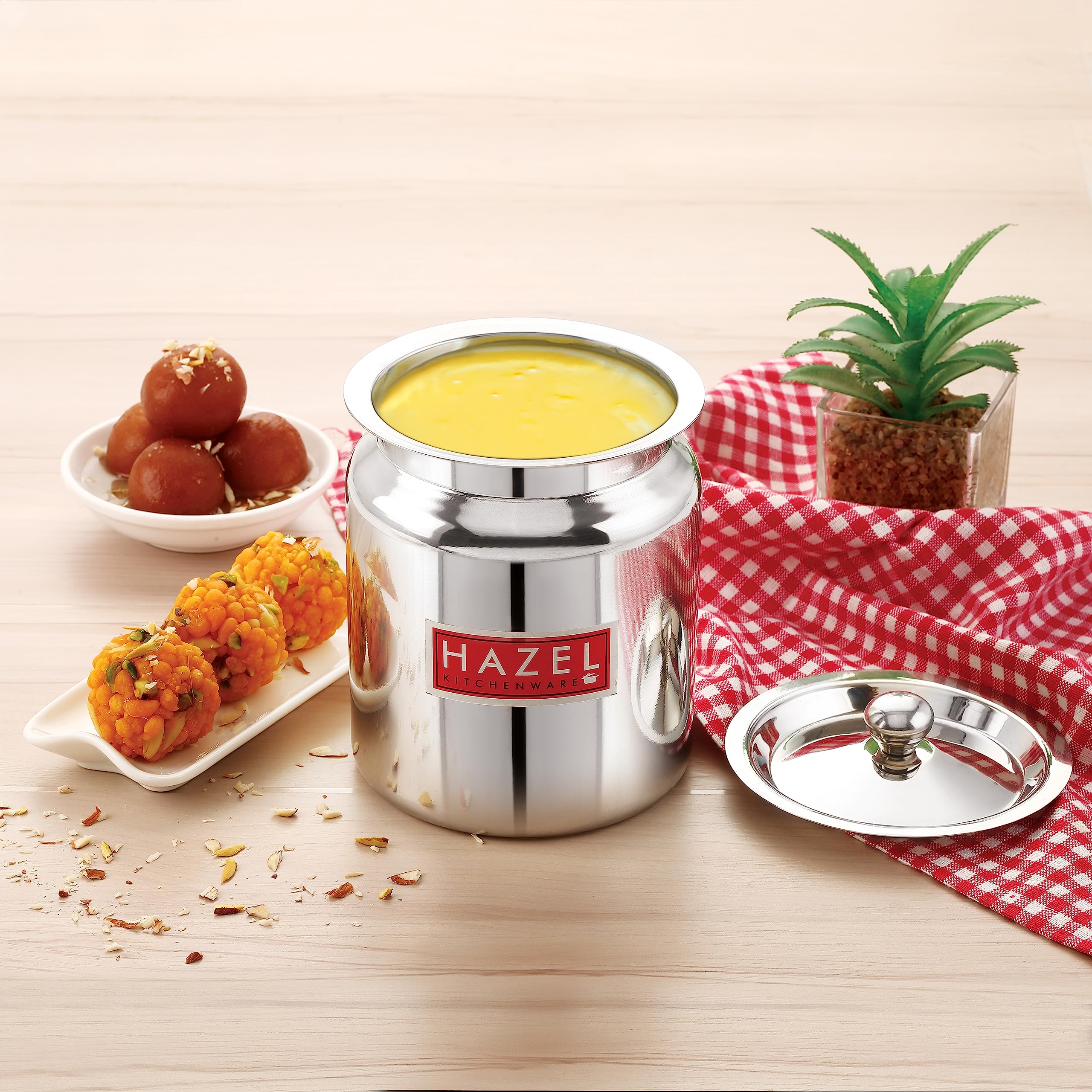 Hazel Stainless Steel Oil And Ghee Container For Kitchen | 600 Ml Multipurpose Oil Container