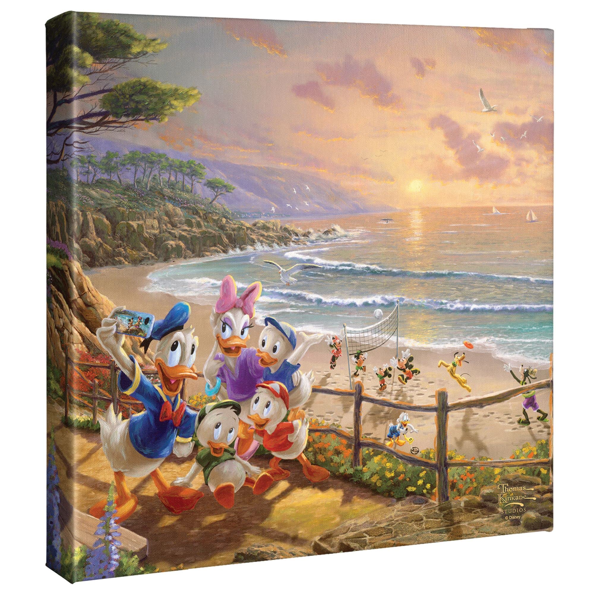 Thomas Kinkade Studios Donald And Daisy A Duck Day Afternoon 14 X 14 Wrapped Canvas