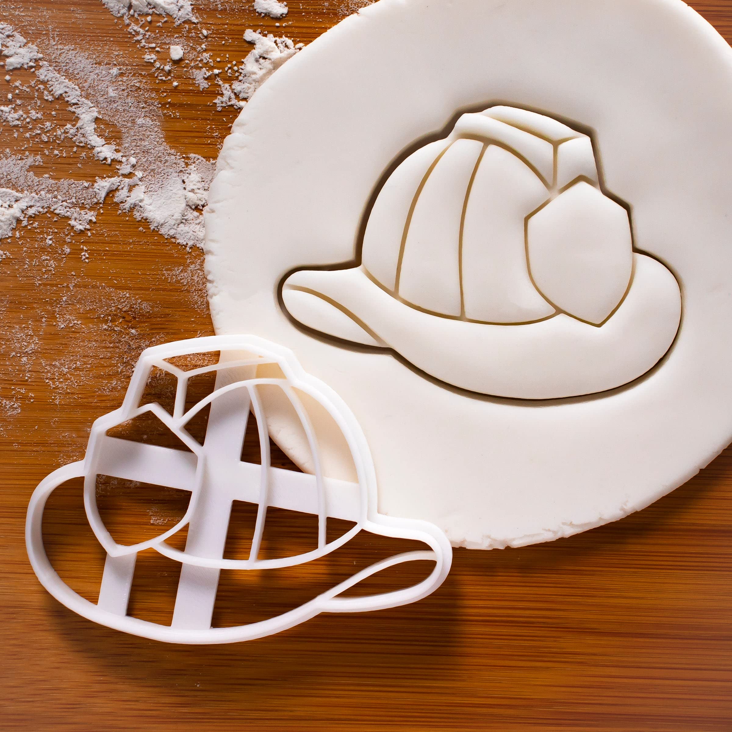 Set Of 3 Fireman Themed Cookie Cutters (Designs: Fire Truck, Fire Hydrant, And Fire Helmet), 3 Pieces - Bakerlogy