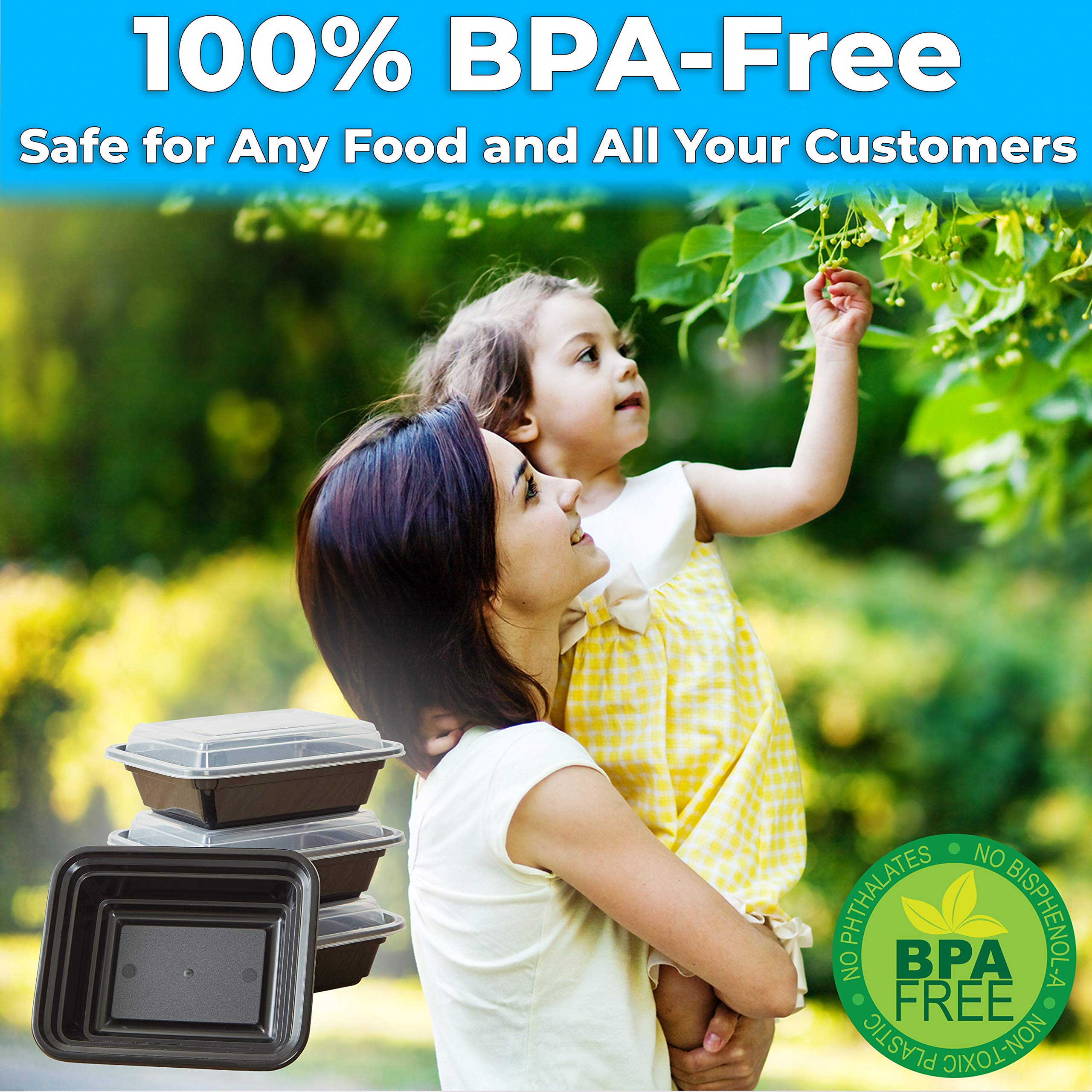 Pro Grade Bpa-Free Plastic Containers With Lids 50Ct. 12Oz Leakproof Microwavable Portion Container For To-Go Orders, Food Prep