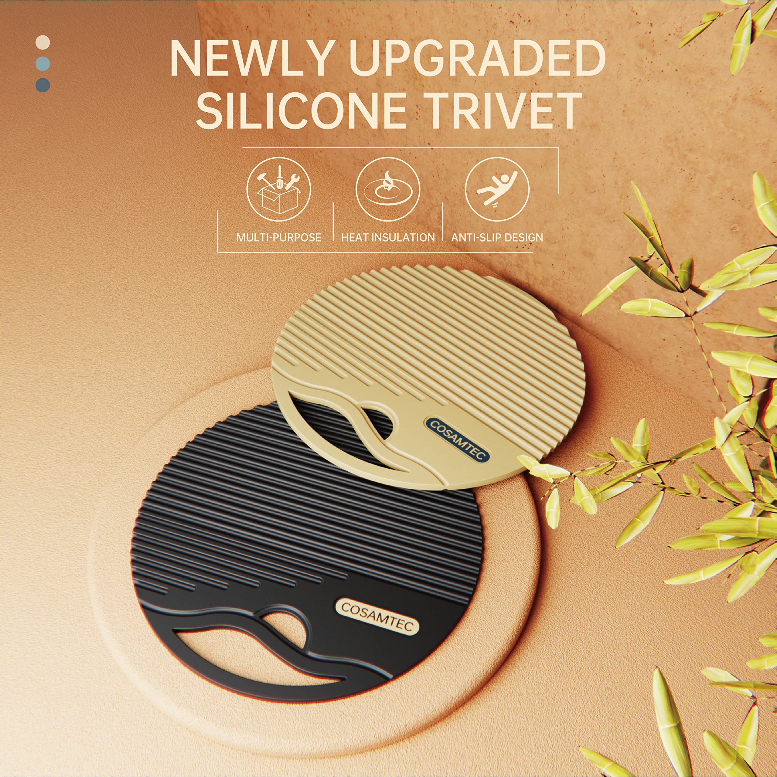 Cosamtec Silicone Trivets For Hot Dishes Heat Resistant Trivets For Hot Pots & Pans Multipurpose & Versatile Hot Pads For Kitche