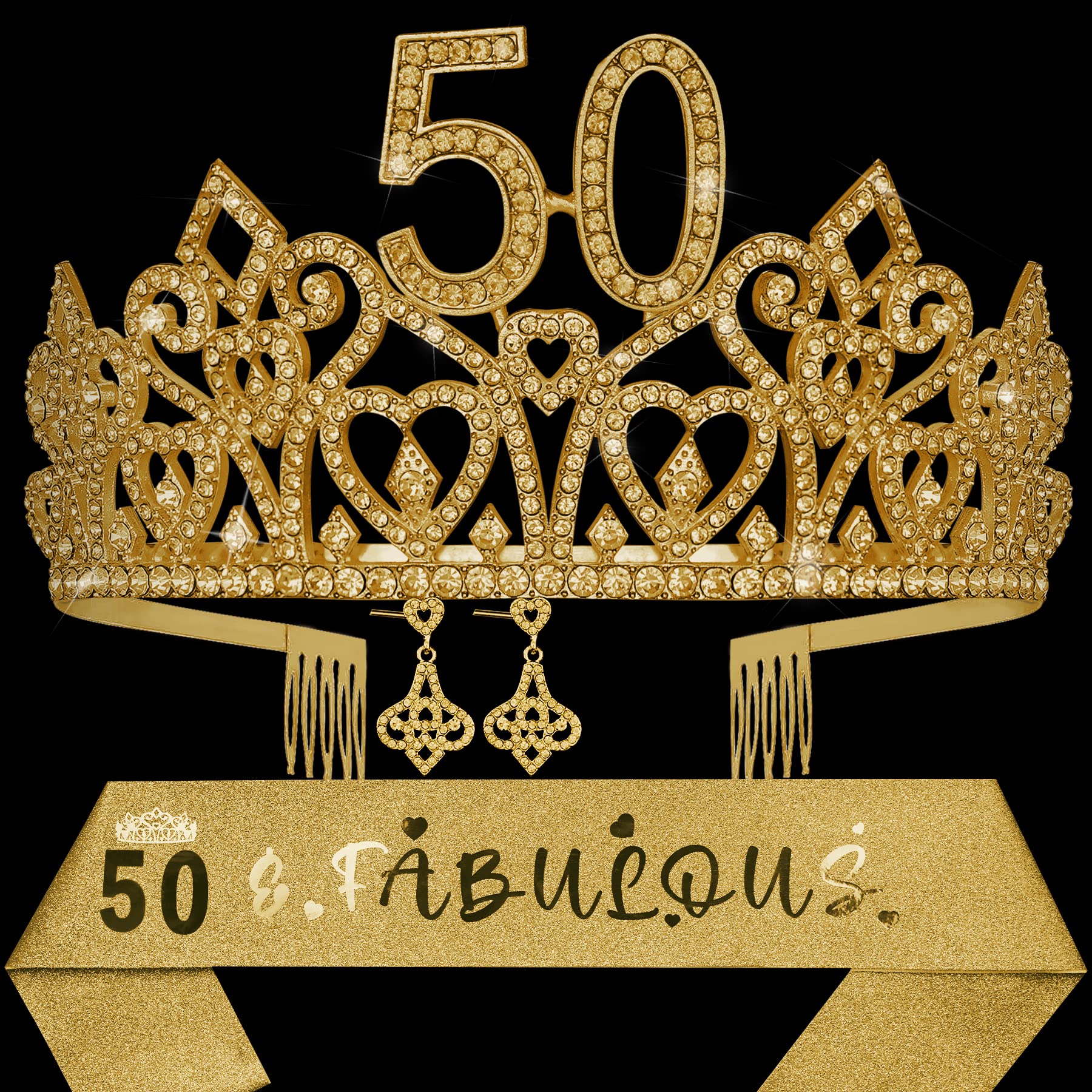 50Th Birthday Tiara For Women,50Th Birthday Sash And Crown,50 Crown Birthday For Women,50 And Fabulous Sash,50Th Birthday Sash F