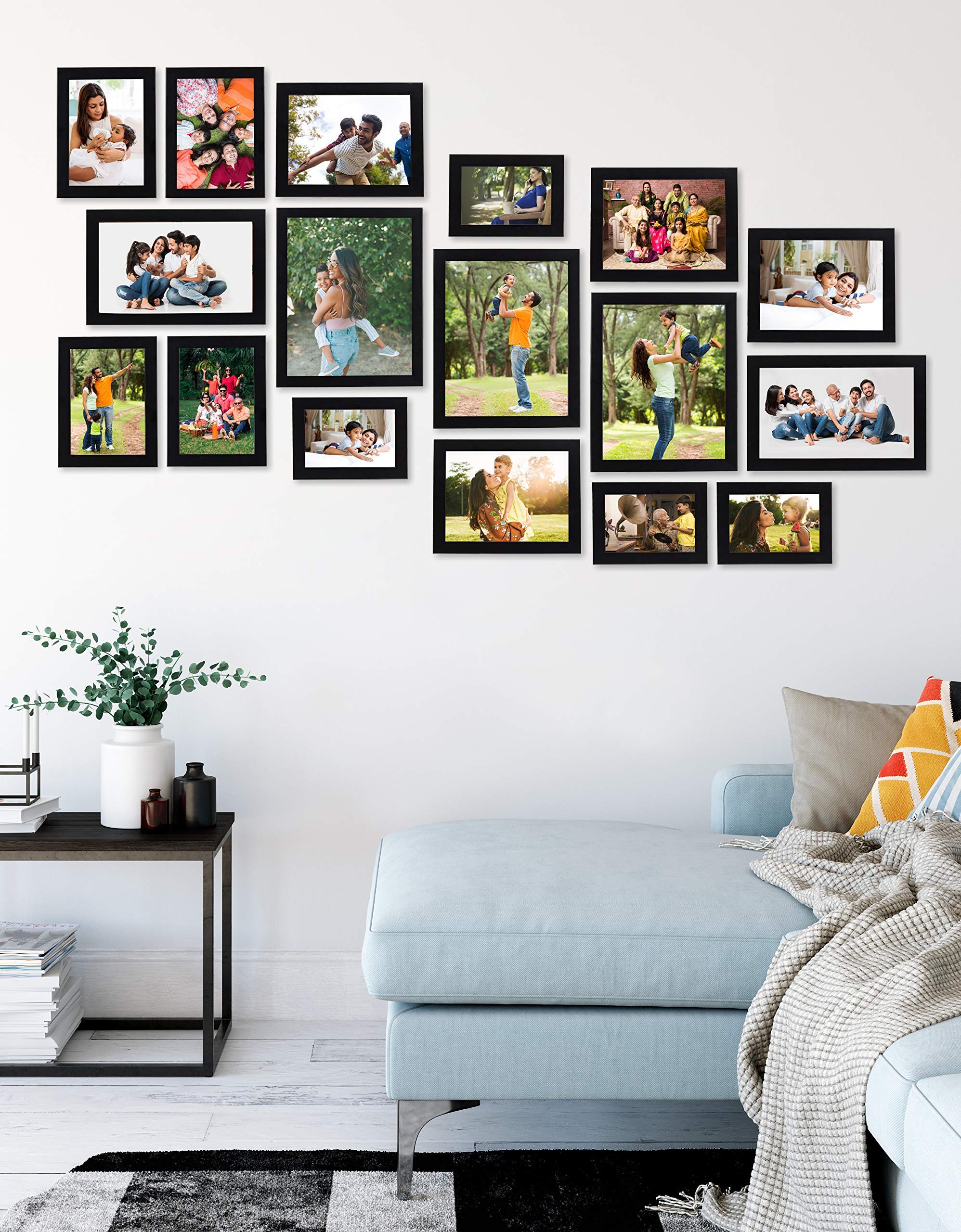 Amazon Brand - Solimo Collage Photo Frames, Set Of 16 (3Pcs - 4X6 Inch, 4Pcs - 5X7 Inch, 4Pcs - 6X8 Inch, 2Pcs - 6X10 Inch, 3Pcs