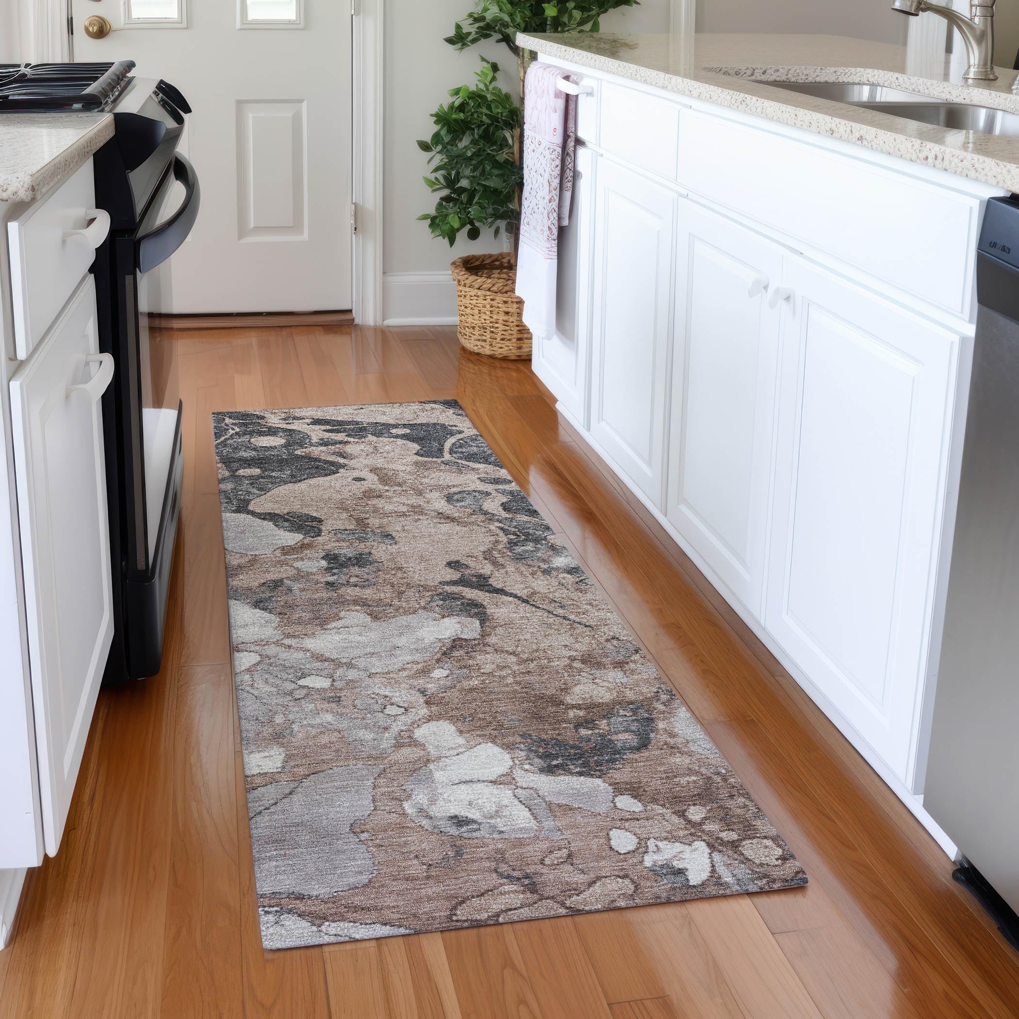 Machine Washable Indoor/Outdoor Chantille Mocha 23 x 76 Runner Rug