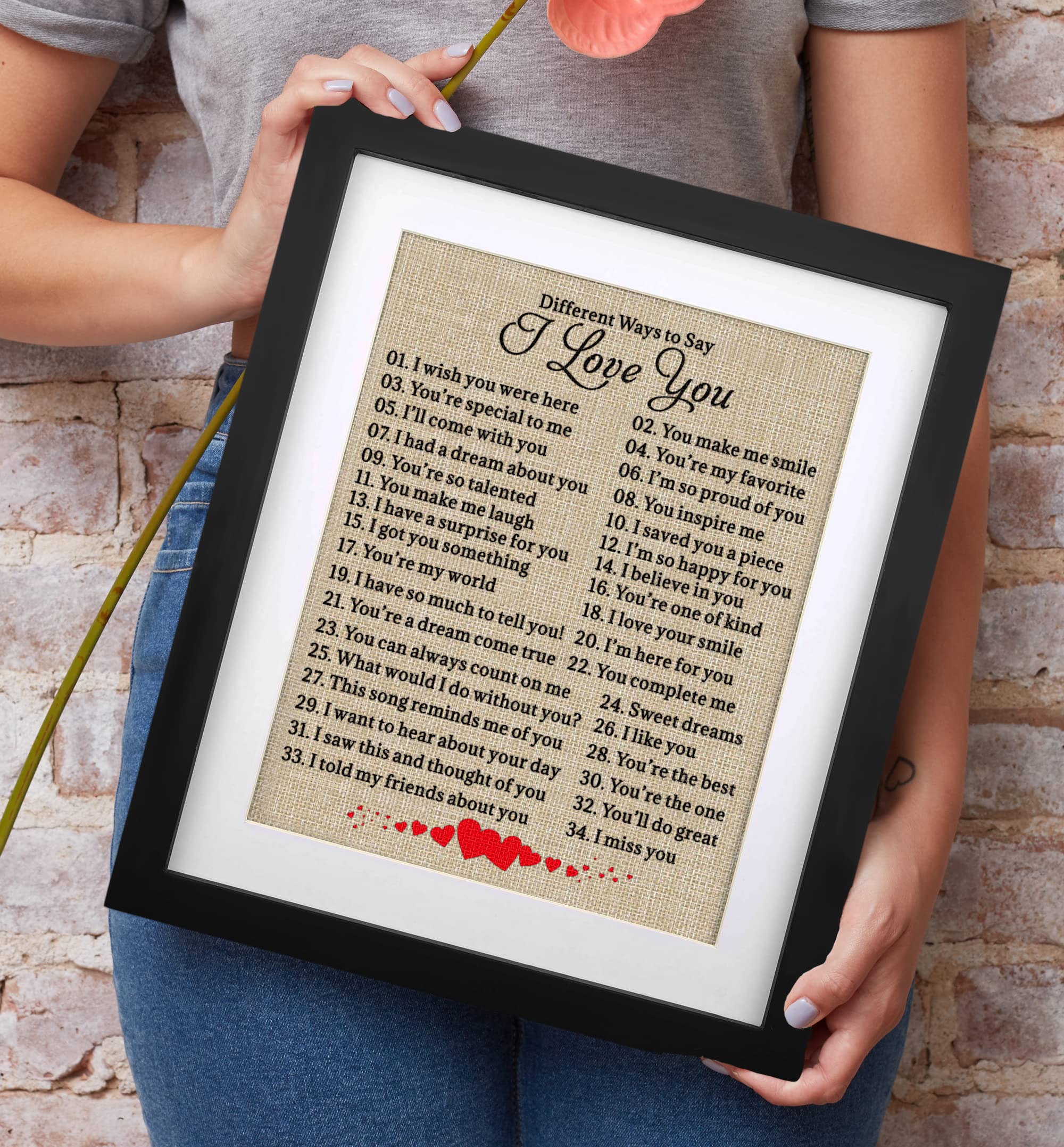 Sunbmo Valentine'S Day, Birthday, Anniversary Burlap Print Gifts For Couple - Ways To Say I Love You, Keepsake Gift For Husband