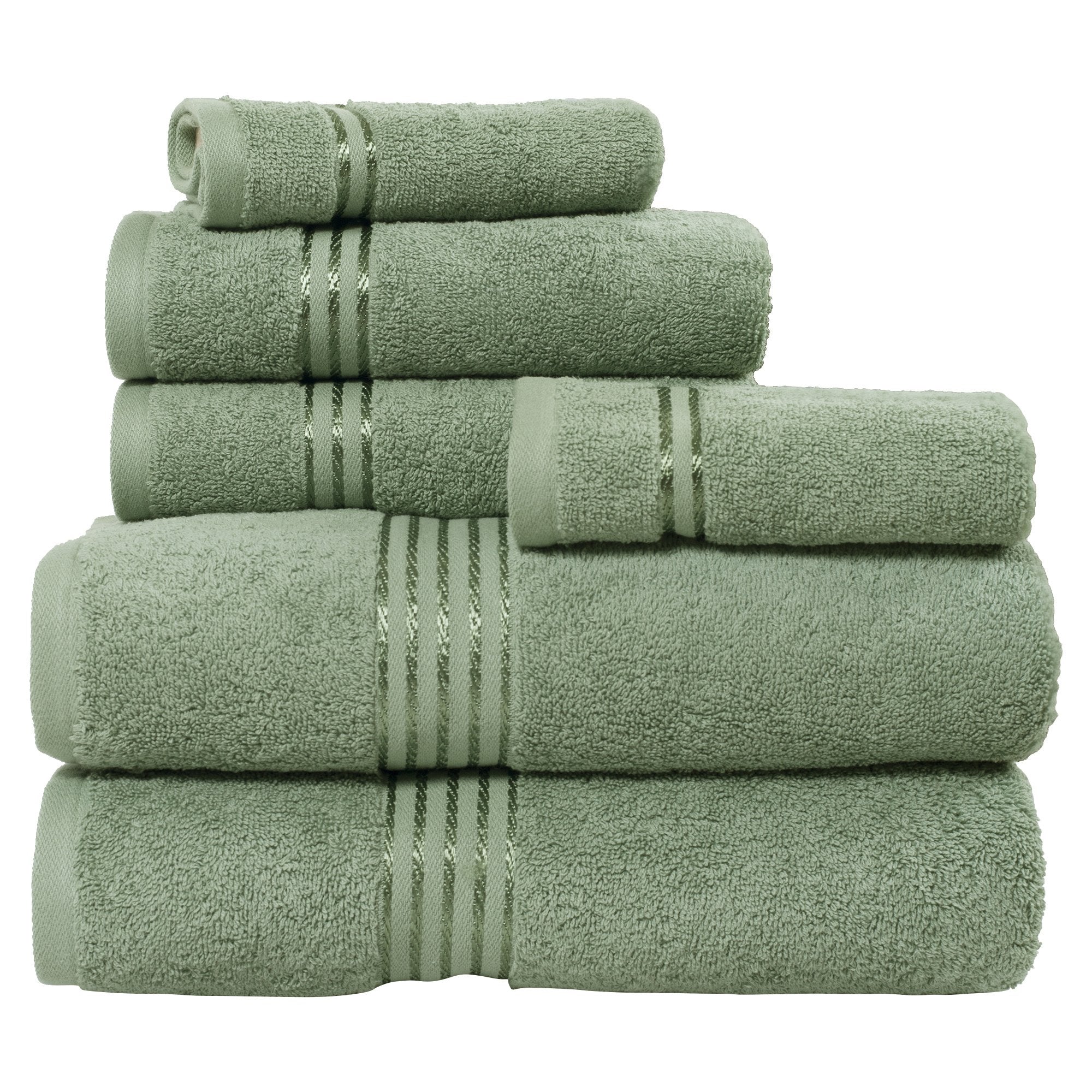 Lavish Home 100% Cotton Hotel 6 Piece Towel Set - Green, 28''X54.5''X0.25''