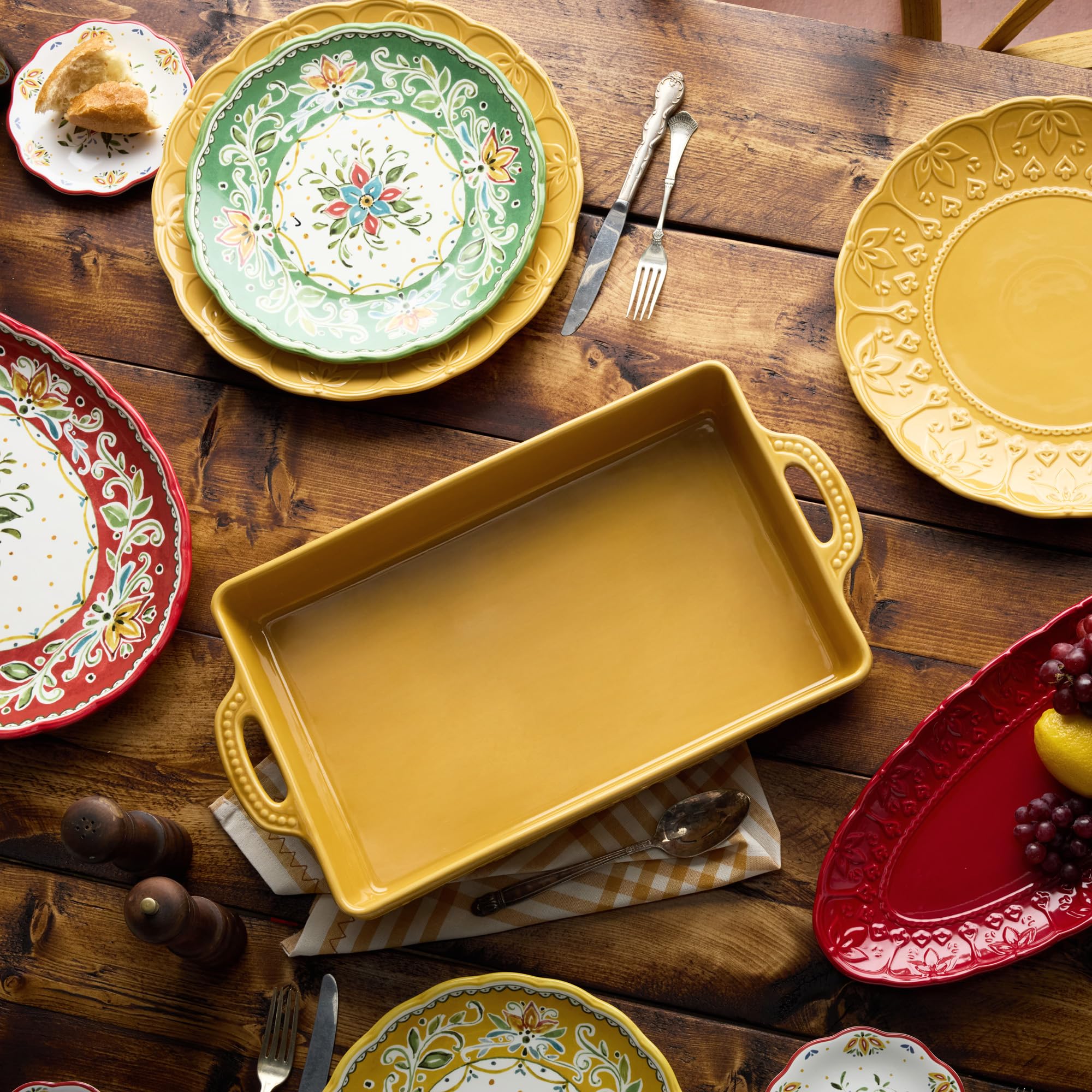 Provence 96 oz Medium Rectangular stoneware Baker  14 x 8.75 Embossed French Country Baking Dish  OventoTable Stoneware Ca