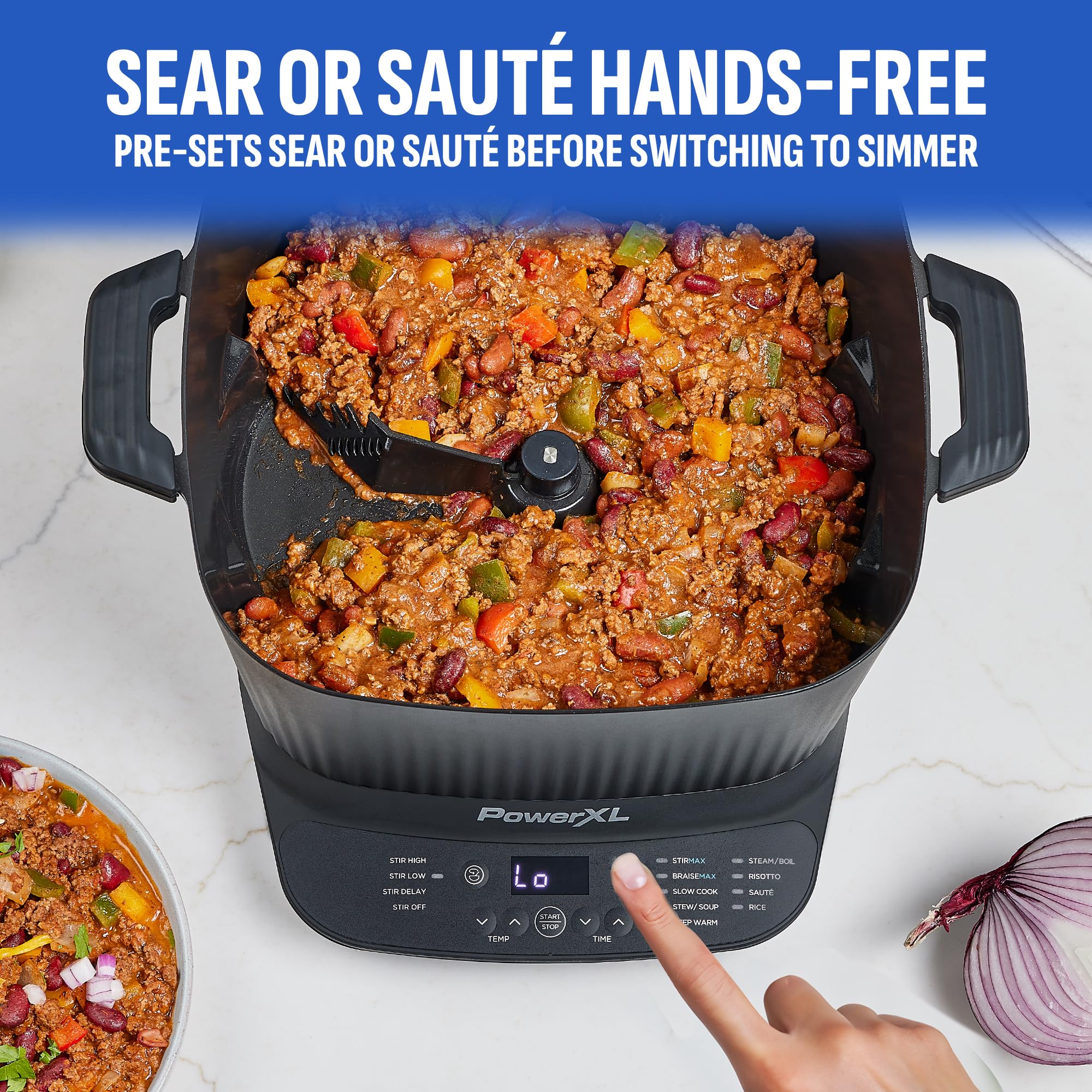 Stirmax Deluxe 7.5 Quart Digital Multi-Cooker With Automatic Paddle To Stir And Shred, 9 In 1 Programmable Presets To Saut  , Se
