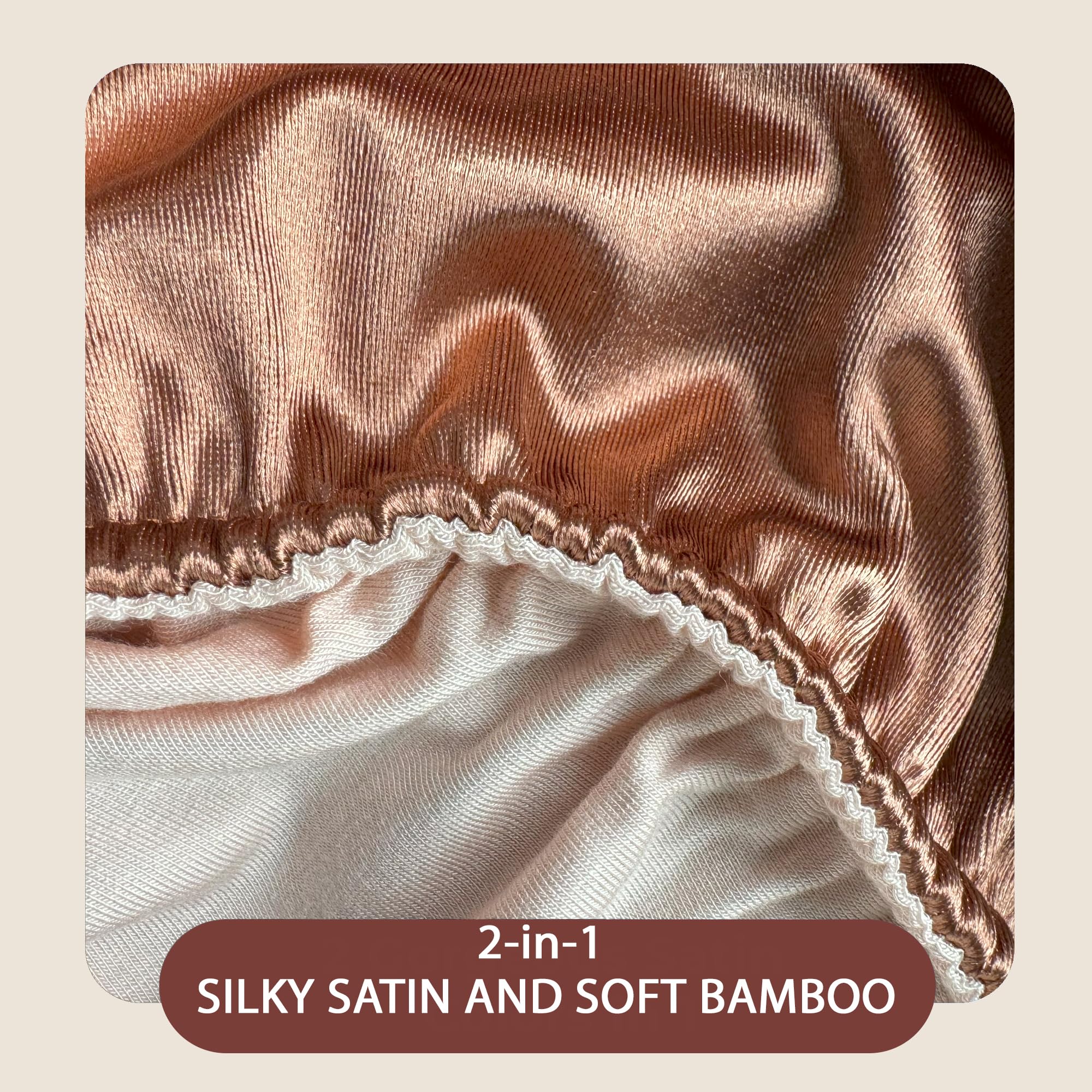 SMPL objects Satin and Bamboo Hair Towel Wrap for Women, Satin Hair Plopping Towel Curly Hair - Satin Hair Towel for Wet Hair (P