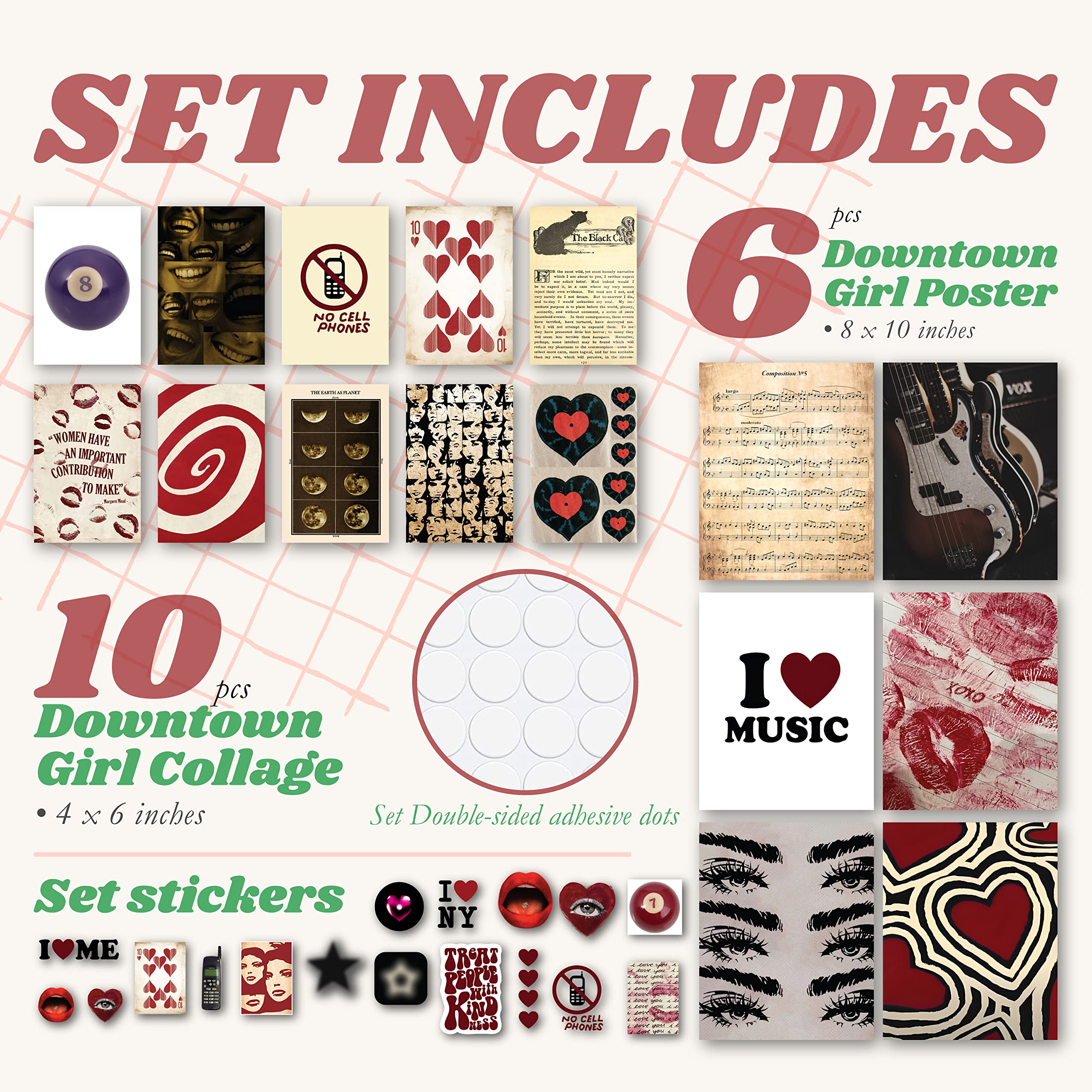 97 Decor Downtown Girl Room Decor - Downtown Girl Aesthetic Posters  Vintage Coquette Aesthetic Room Decor  Retro Pink Downtown Girls Wall Collage  Coquette Wall Art Prints Photo Pictures (UNFRAMED)