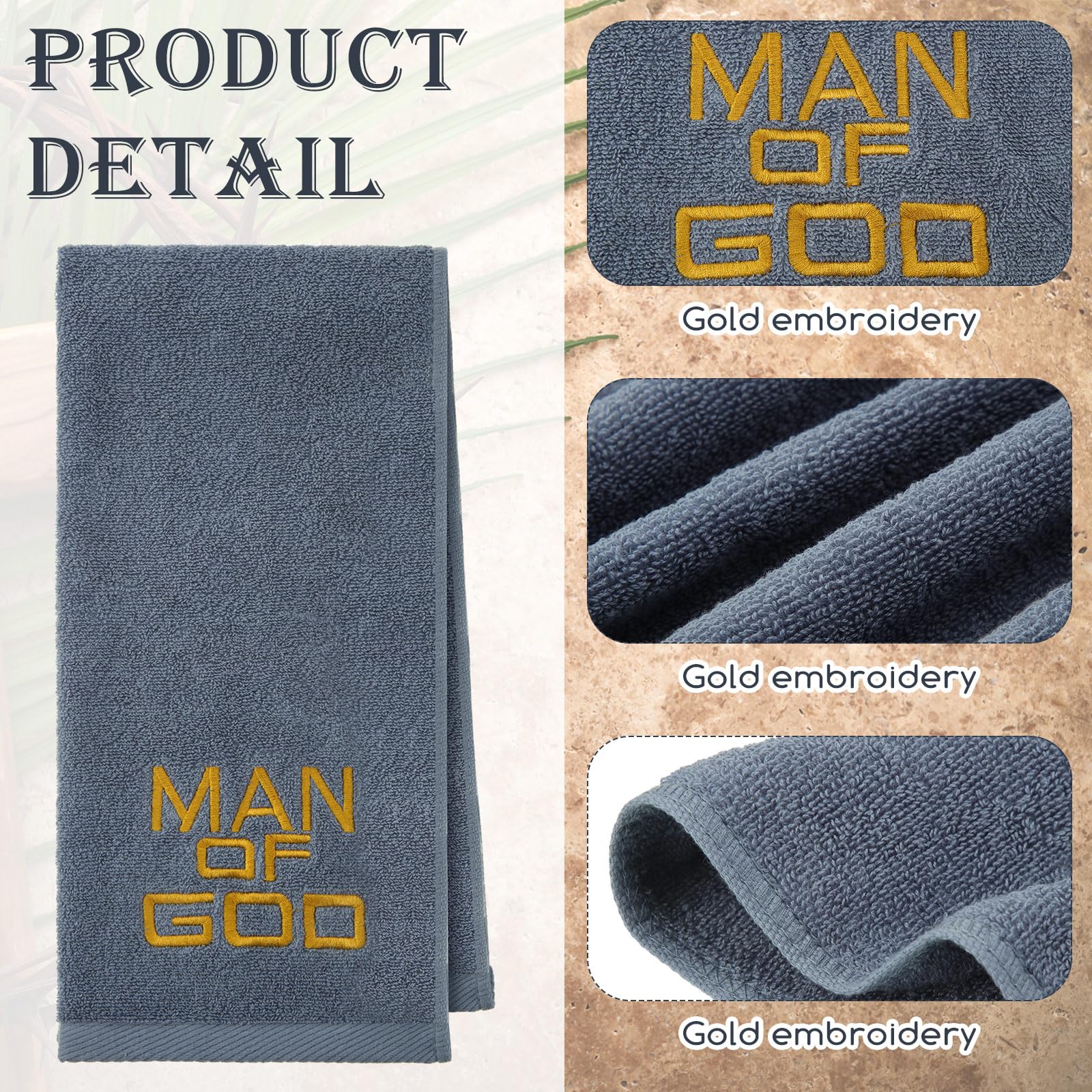 Buryeah 2 Pcs Pastor Hand Towels Christian Embroidered Towels Appreciation Gifts for Christian Church Clergy Father s Gifts(Blue