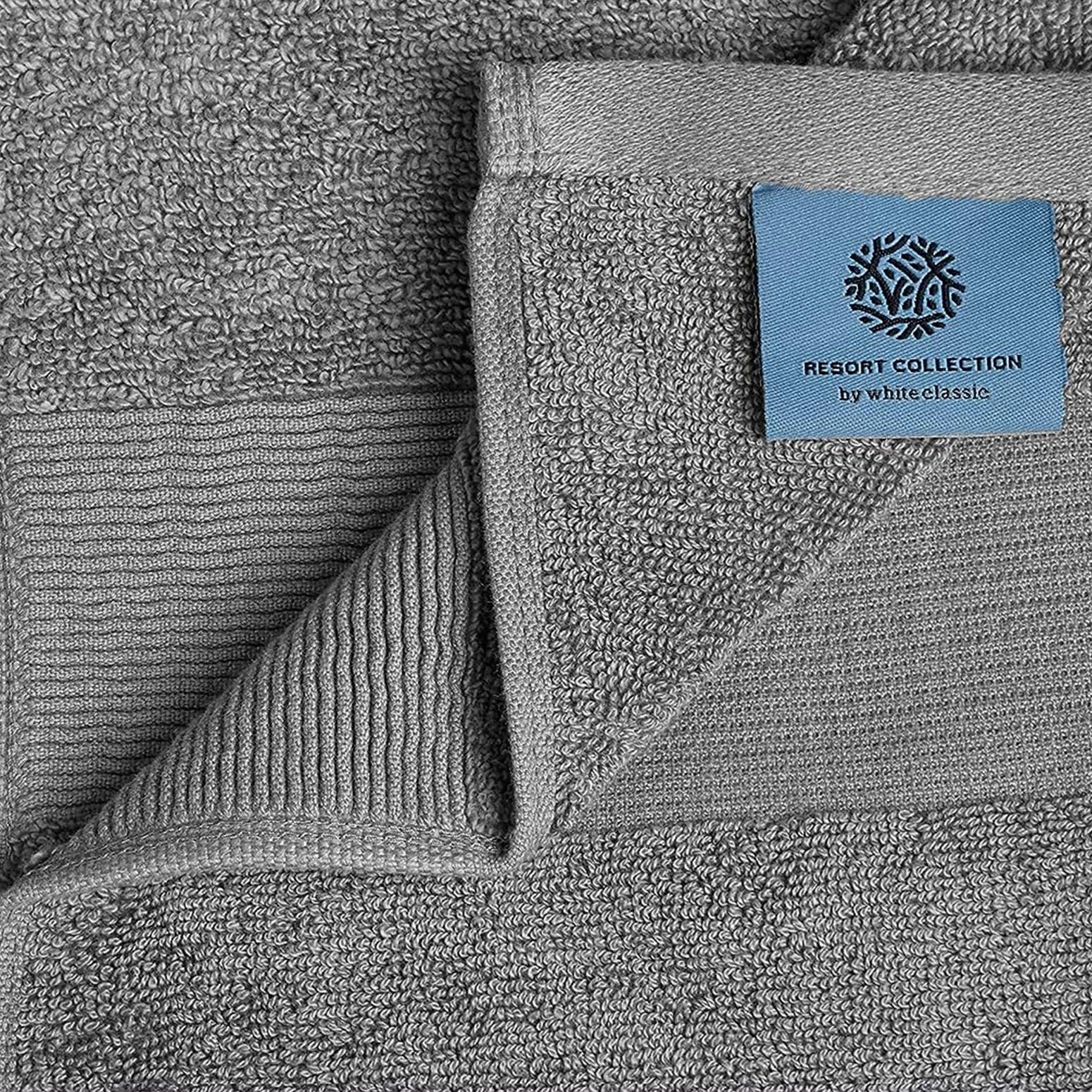 White Classic Resort Collection Soft Bath Towel Set | Luxury Hotel Plush & Absorbent Cotton | 2 Bath Towels, 2 Hand Towels And 4
