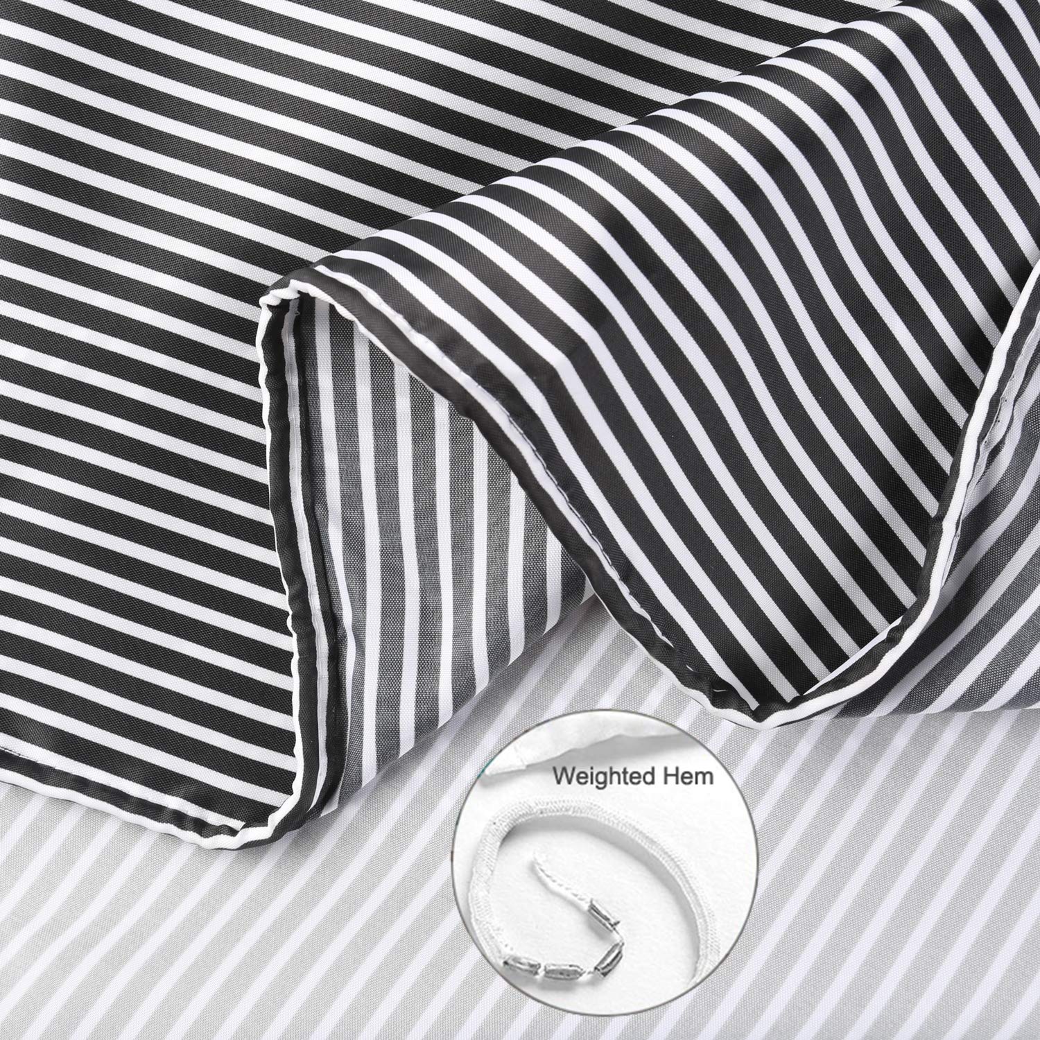MORNITE Mens Stall Shower Curtain for Bath Neutral Black and Grey Striped Pattern  Waterproof Polyester Fabric Cloth  6 Hooks 36'' W?2'' H Inch