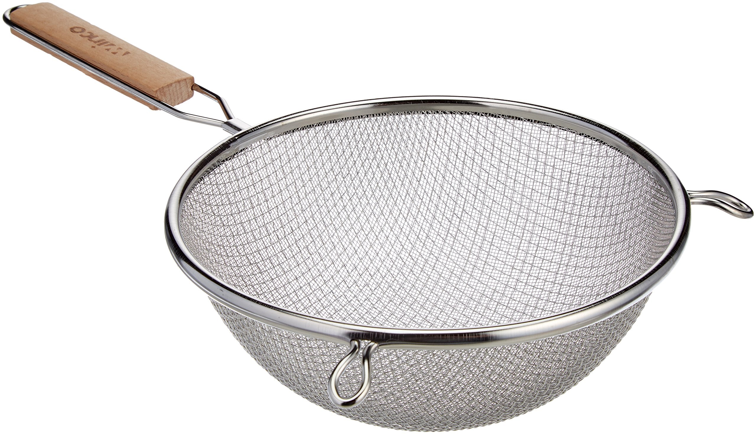 Winco MS3A8D Strainer with Double Fine Mesh, 8Inch Diameter, Medium, Stainless Steel, Tan
