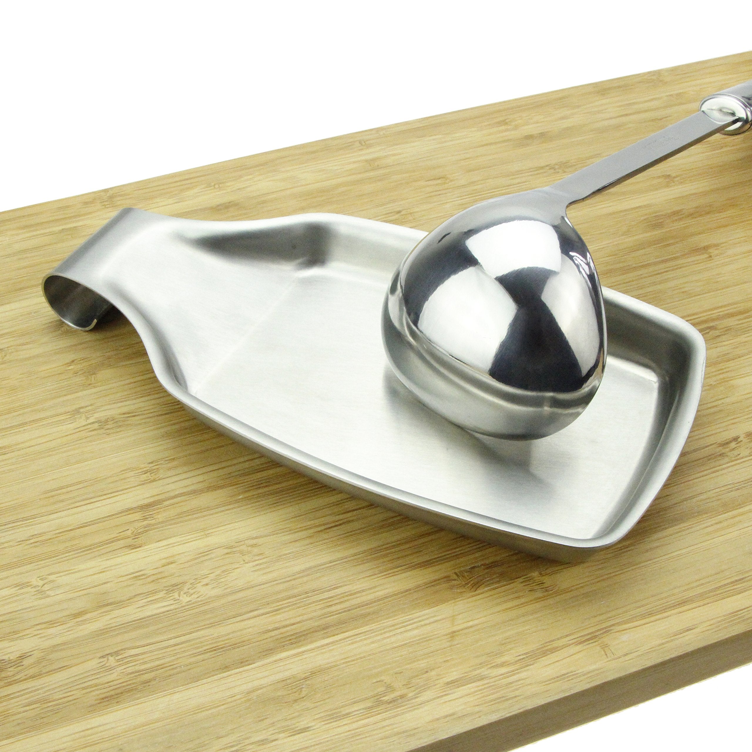 Msy Bigsunny Stainless Steel 304 Spoon Rests For Kitchen, Oversized, Long Lasting Brushed