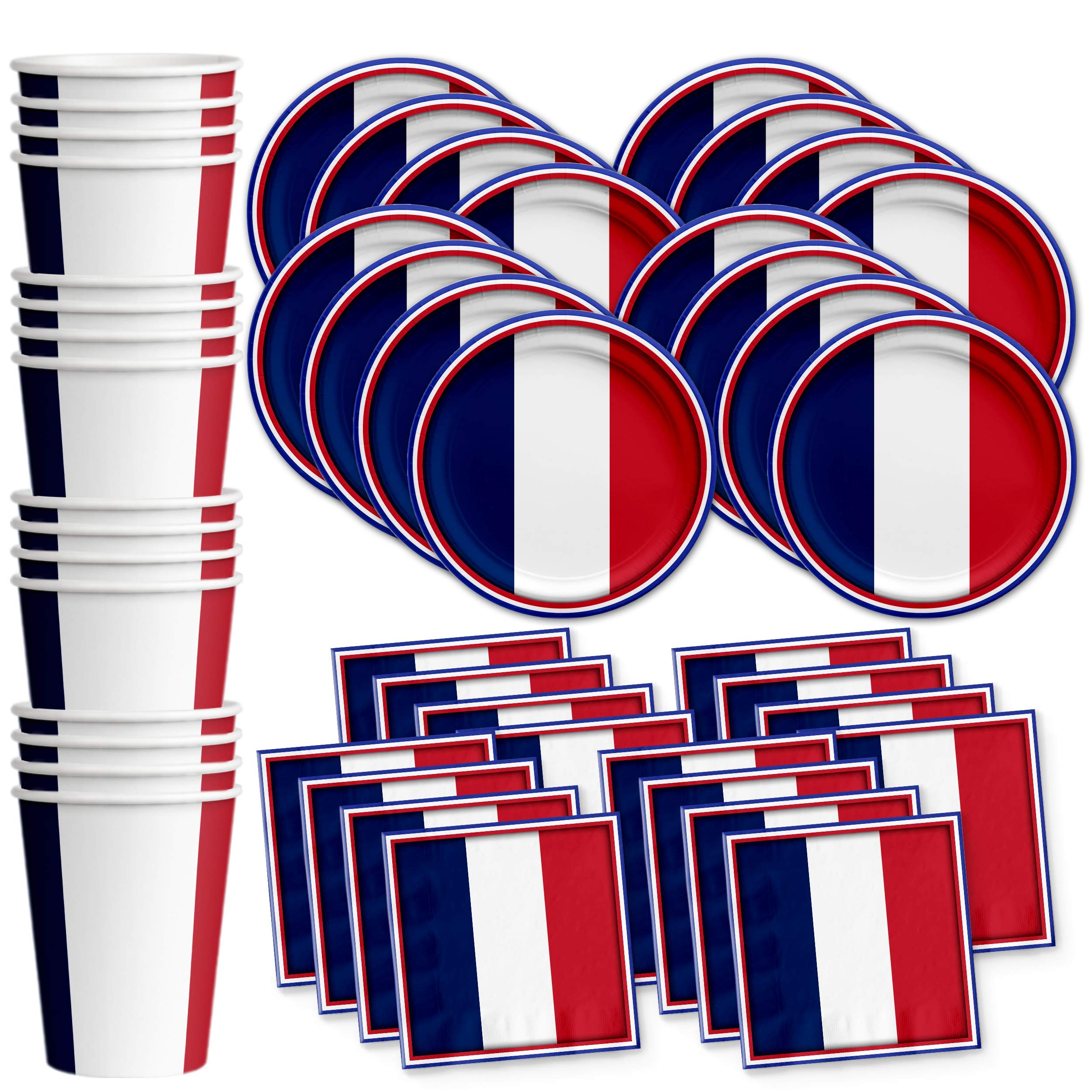 France French Flag Birthday Party Supplies Set Plates Napkins Cups Tableware Kit For 16