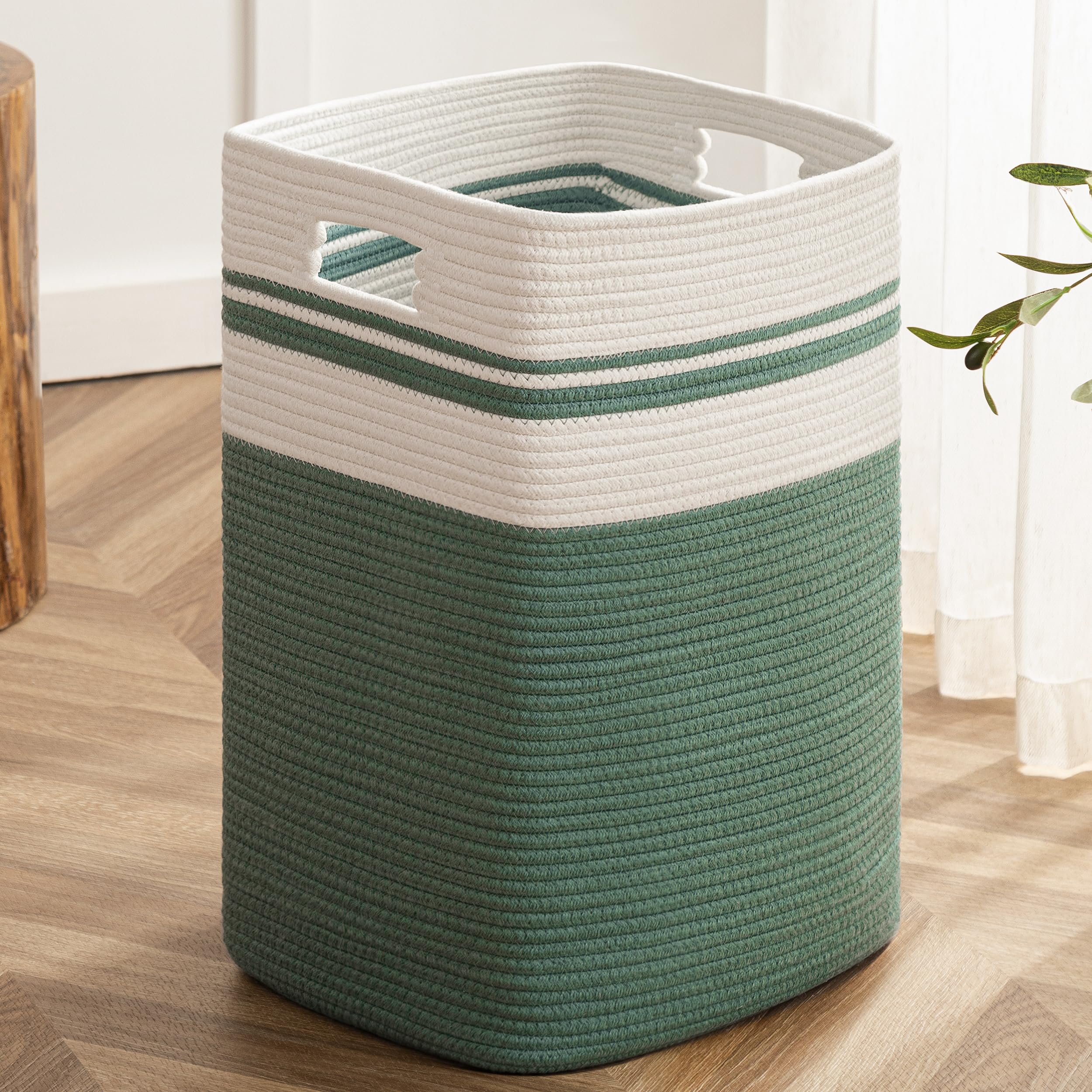 Joybest Cotton Laundry Hamper, Large Woven Rope Basket With Handles For Living Room And Bedroom, Stylish Storage Basket For Clot