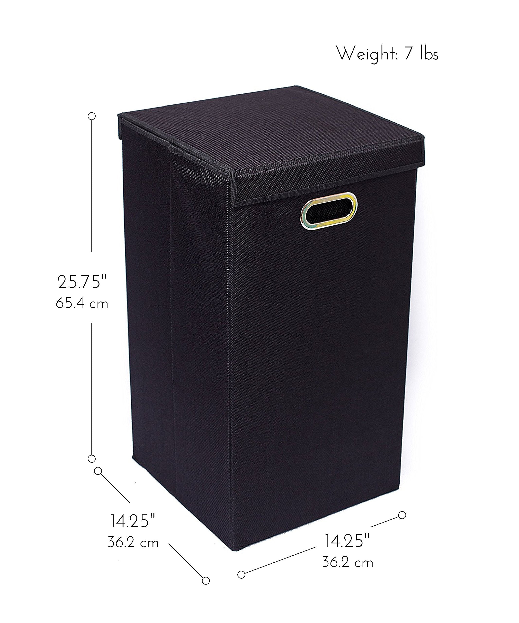 Birdrock Home Single Laundry Hamper With Lid And Removable Liner - Linen - Easily Transport Laundry - Foldable Hamper - Cut Out