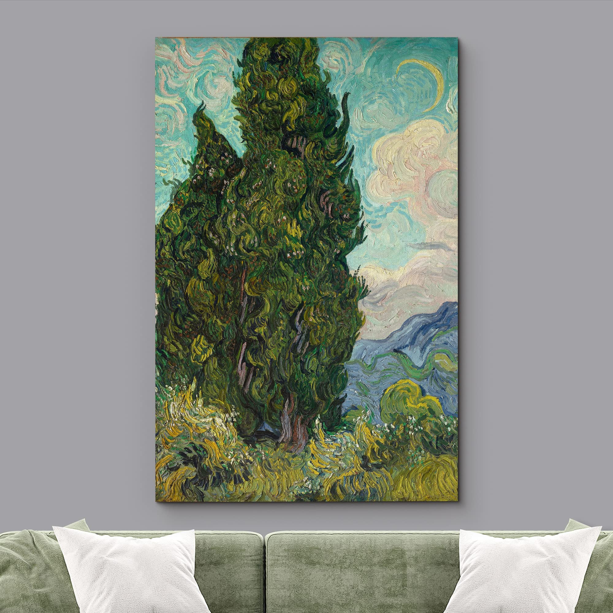 Wall26 Canvas Print Wall Art Countryside Cypress Trees By Vincent Van Gogh Classic Historic Illustrations Fine Art Decorative Ru