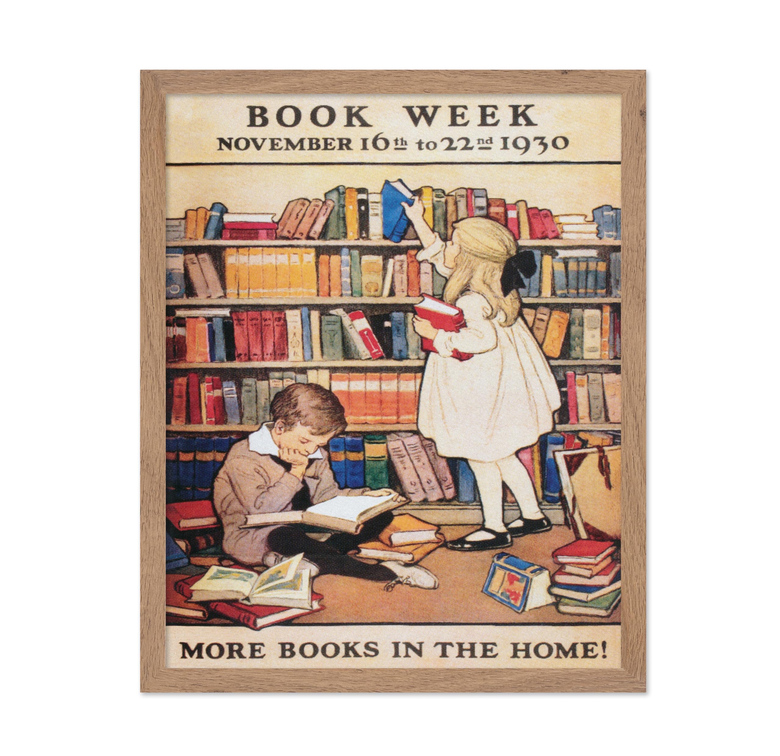 Poster Master Vintage Books Poster - Retro Book Week Print - Book Reader Wall Art - Gift for Girls, Boys, Bookworm, Librarian - 