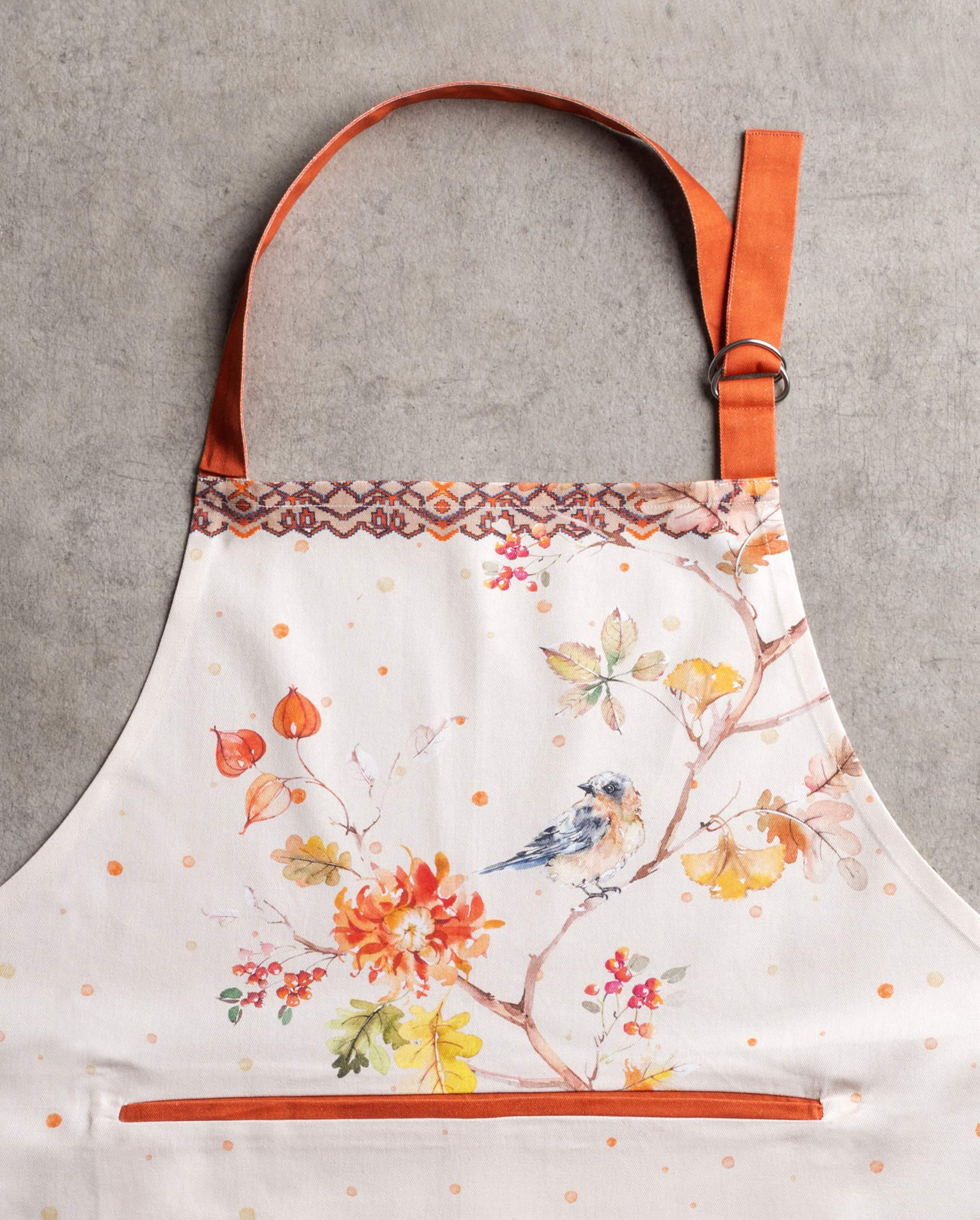 Maison D' Hermine Kelim 100% Cotton 1 Piece Kitchen Apron With An Adjustable Neck & Hidden Centre Pocket With Long Ties For Wome