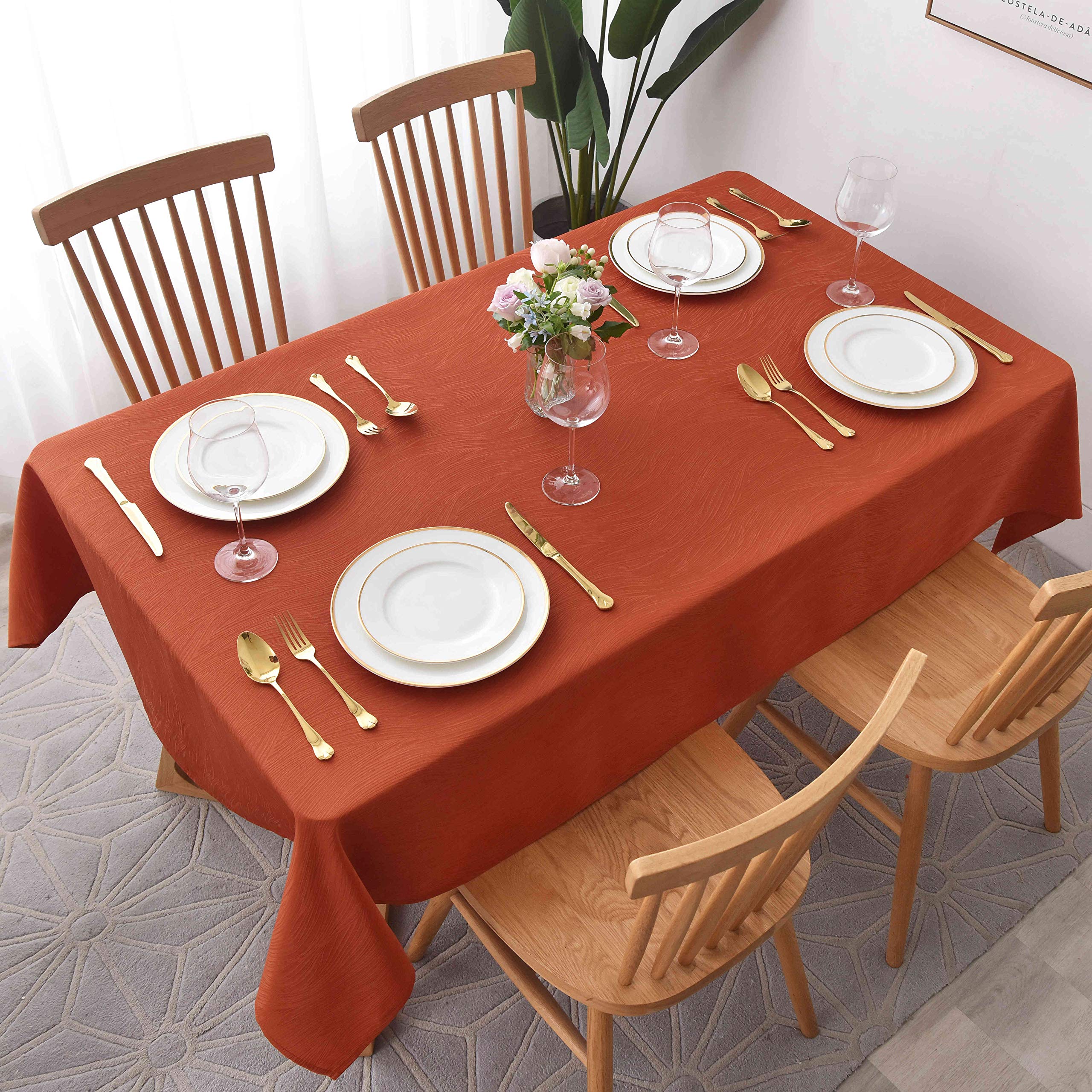 Maxmill Jacquard Tablecloth Swirl Design Spillproof Wrinkle Free Heavy Weight Soft Table Cloth Halloween Decorative Fabric Table