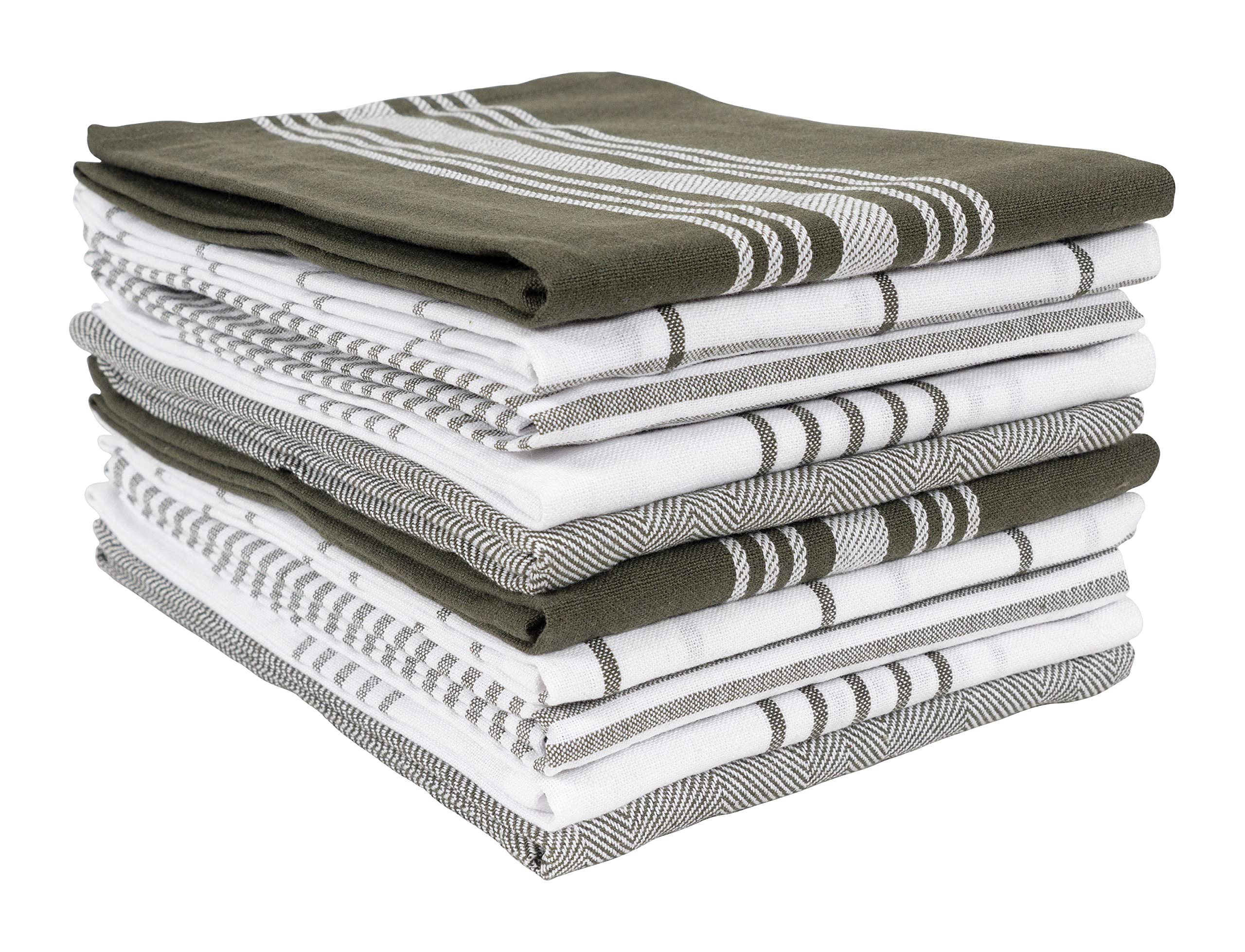 KAF Home Soho Kitchen Dish Towel Set of 10 | 18 x 28 Inch Tea Towels | Soft and Absorbent Mixed Set of Flat Towels (Olive)