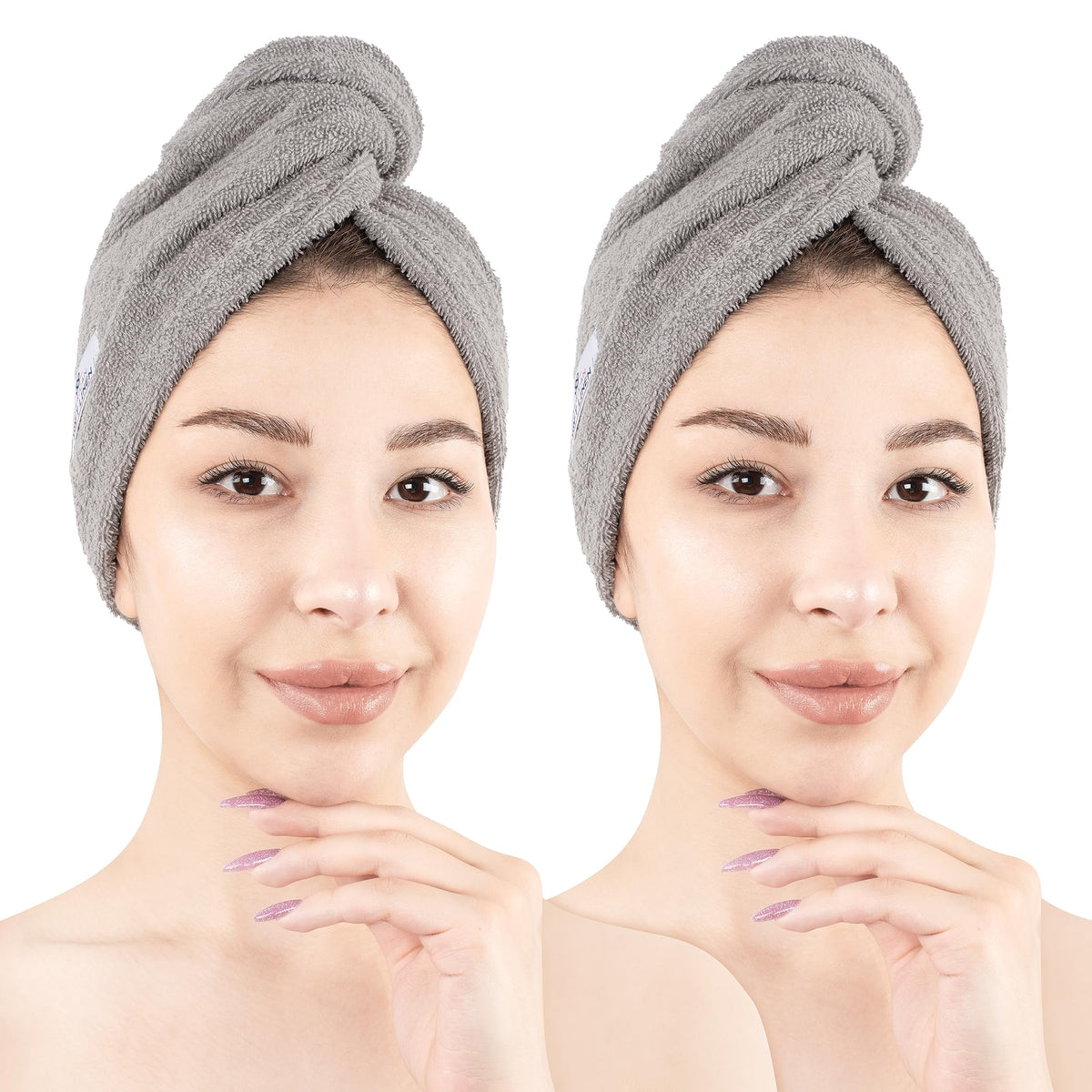 American Soft Linen 100% Cotton Hair Towels for Women, Head Towel Cap, Cotton Hair Turban Towel Wrap for Long Curly Anti Frizz H