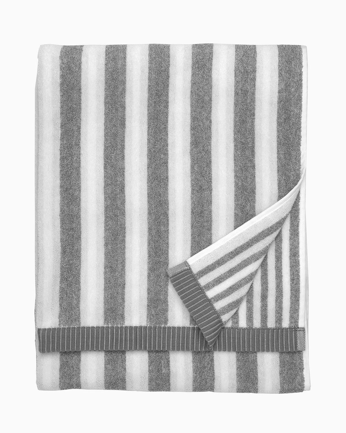 Marimekko Kaksi Raitaa Terry Cotton Bath Towel (Grey) - Nimikko & Ujo Patterned Bath Towels - 59 In X 28 In