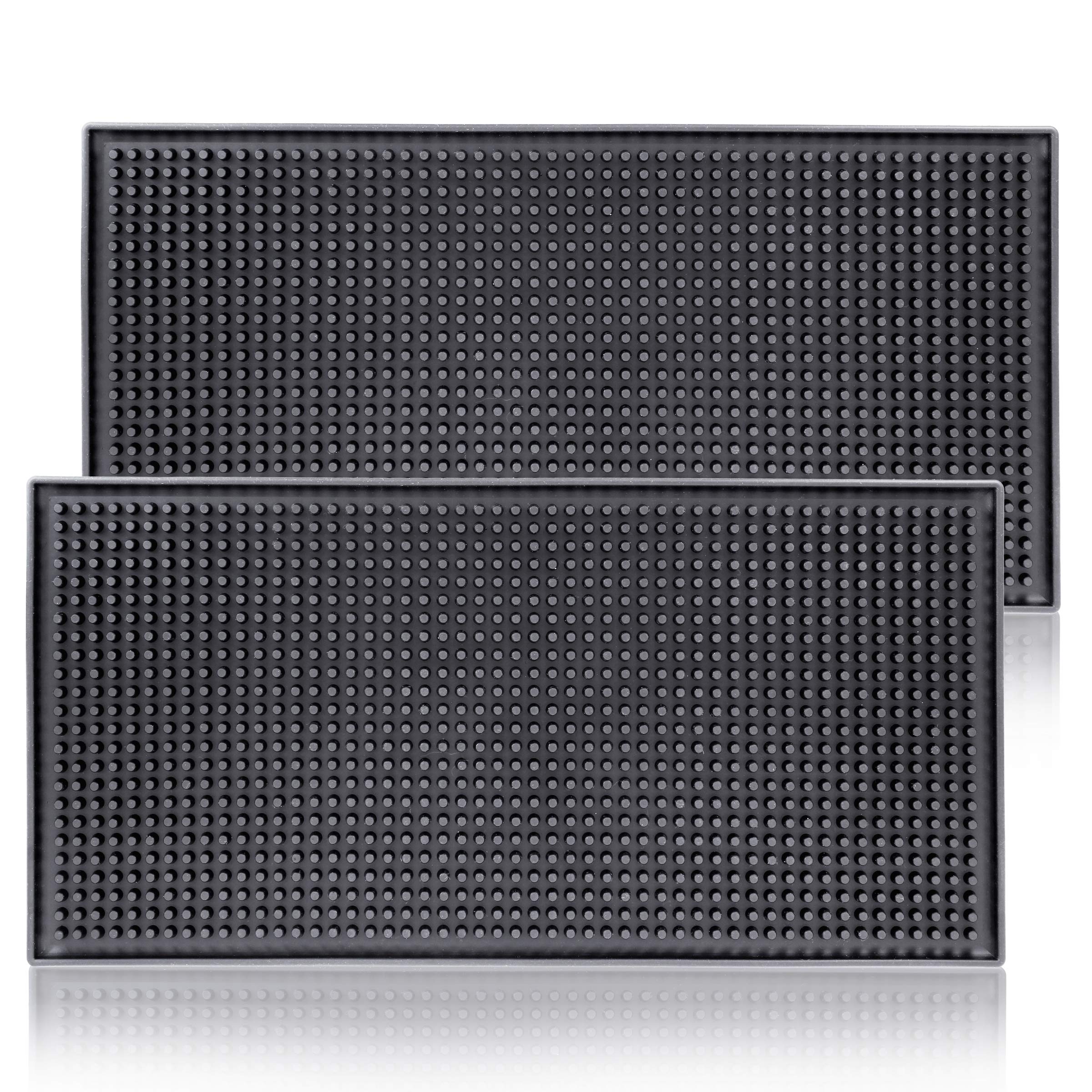 Protensils Bar Mat 12'' X 6'', Black Bar Mats, Bar Spill Mats Countertop, Home Bar Service Mat (2 Pack)