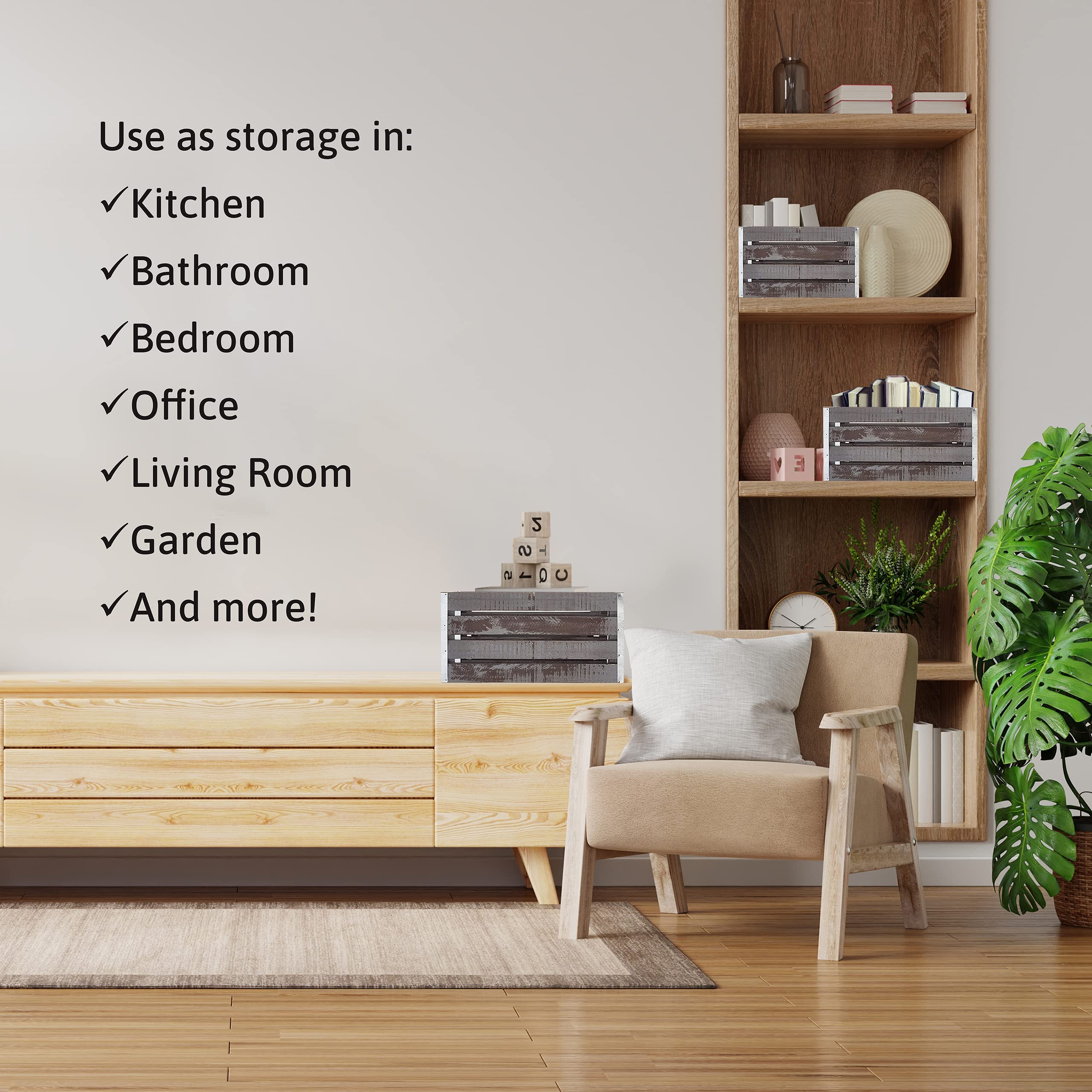 Wald Imports - Set Of 3 Rustic Distressed Wooden Crates For Storage - Decorative Wooden Crate Set For Home Decoration & Display
