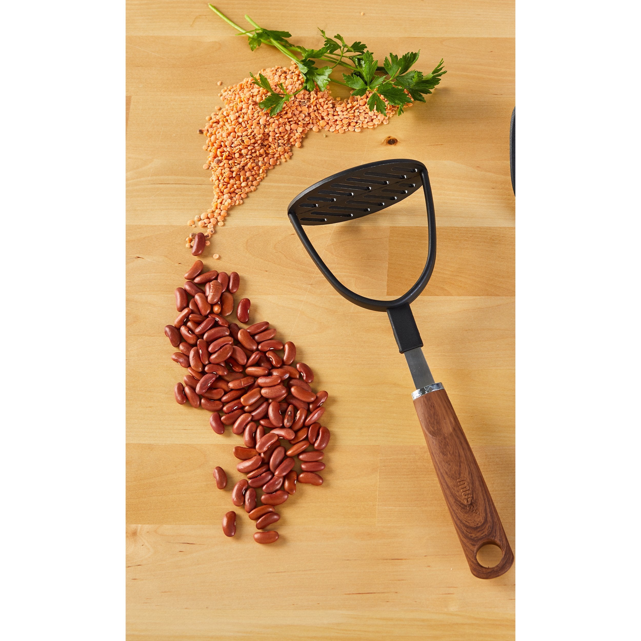 Imusa Usa Bean Masher With Wood Look Handle,Black/Woodlook