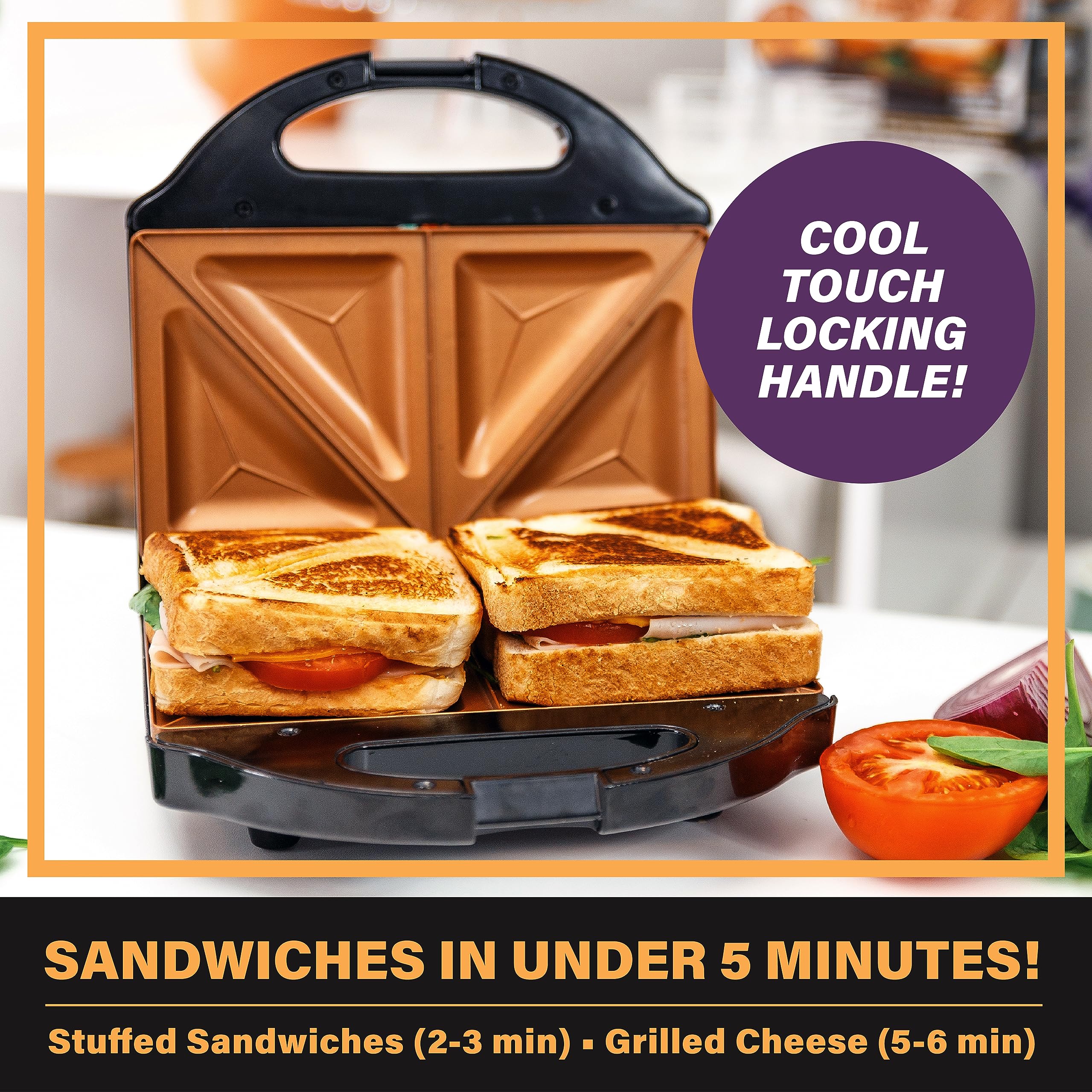 Gotham Steel Nonstick Panini Press Sandwich Maker, 2In1 Breakfast Sandwich Maker Grill / Sandwich Press Grill With Indicator Lig
