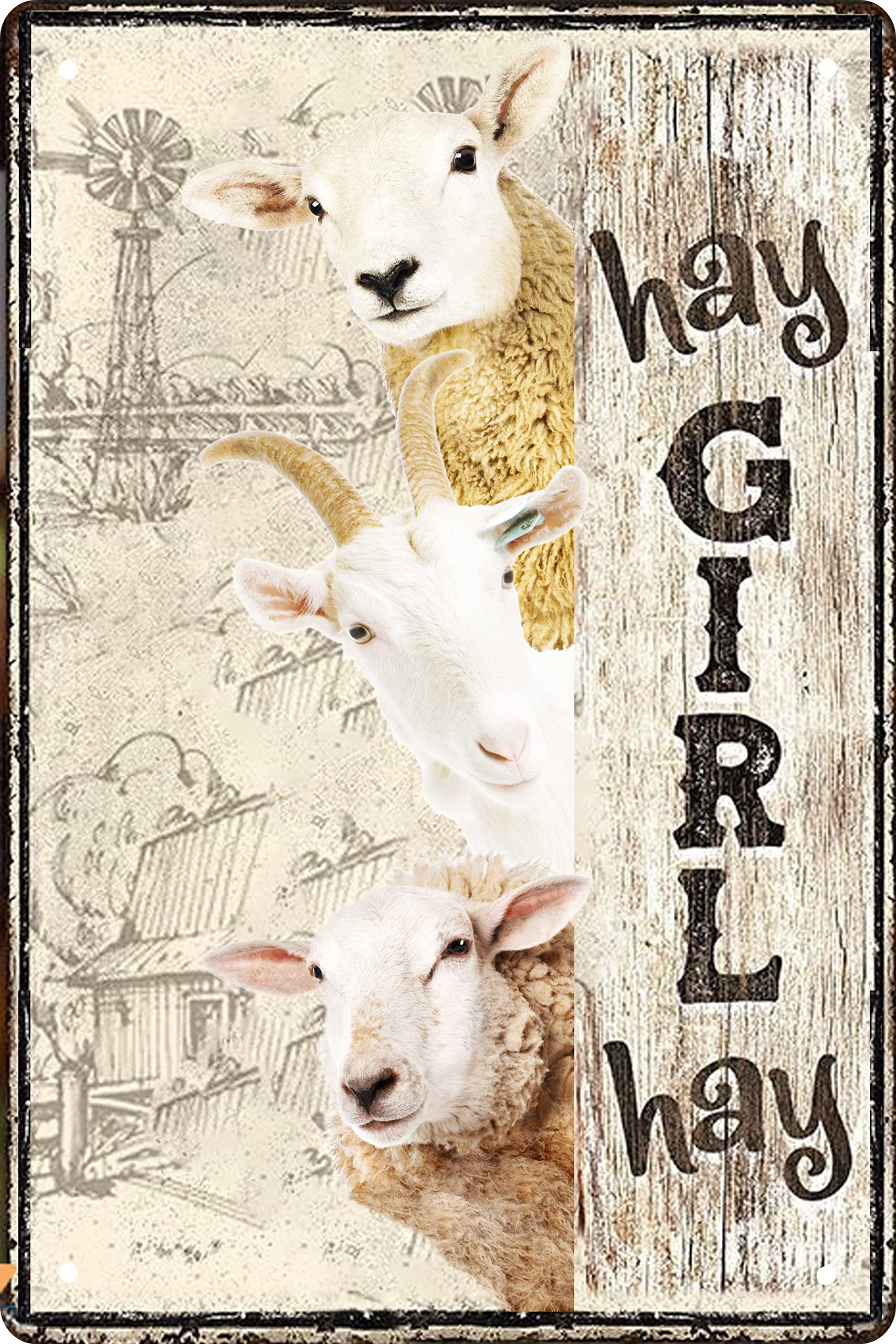 Vintage Goat Decor Gift Metal Tin Sign For Retro Farm Home Kitchen Room Farmhouse Garage Coffee Bar Wall Decor Art Poster Gifts