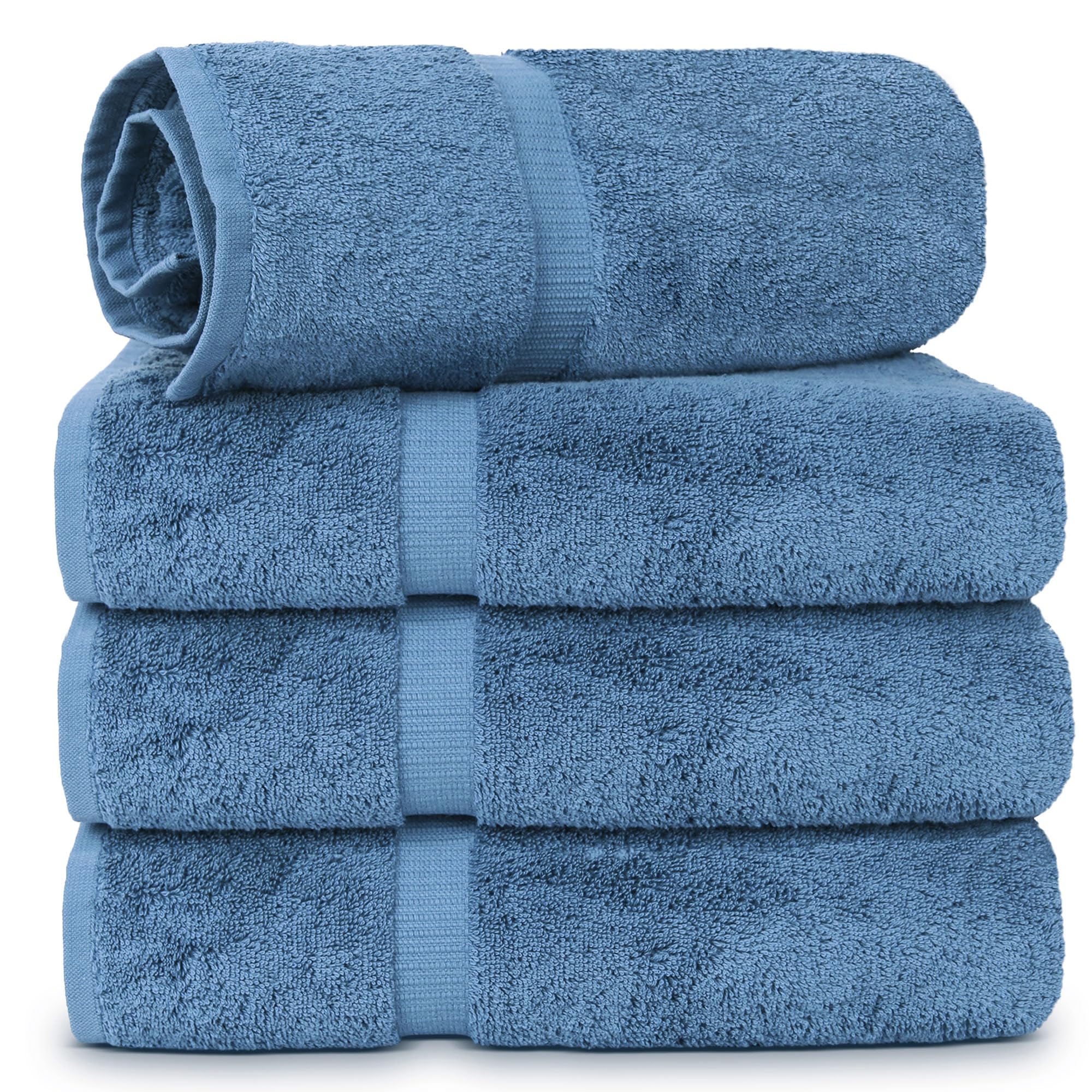 Chakir Turkish Linens | Hotel & Spa Quality 100% Cotton Premium Turkish Towels | Soft & Absorbent (4-Piece Bath Towels  Wedgewood)