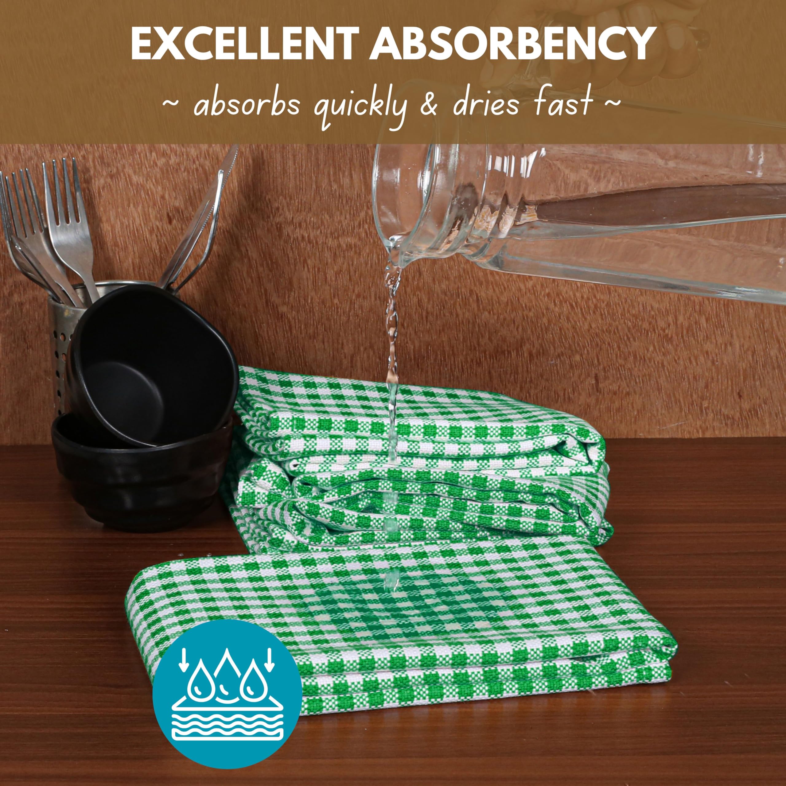 Native Fab Kitchen Dish Towels 16X26 Inches Set Of 4 Gingham Mini Check- 100% Cotton Dish Cloths For Washing Dishes, Absorbent H