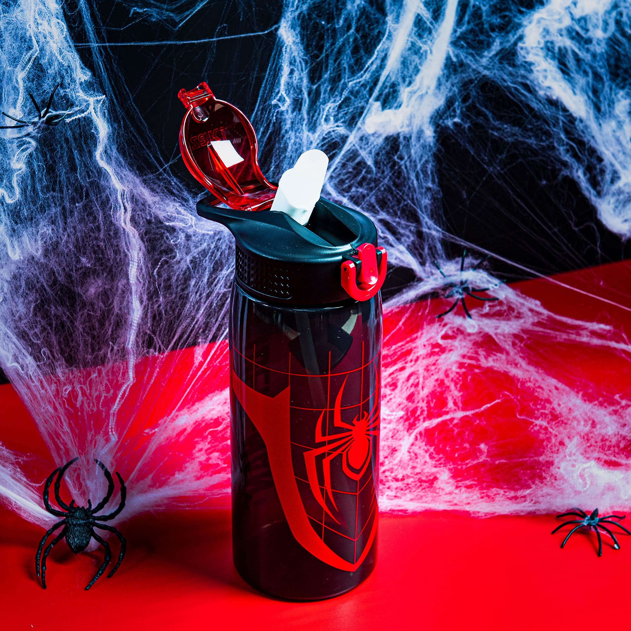 Zak Designs Marvel Spider-Man Water Bottle For School Or Travel, 25 Oz Durable Plastic Water Bottle With Straw, Handle, And Leak