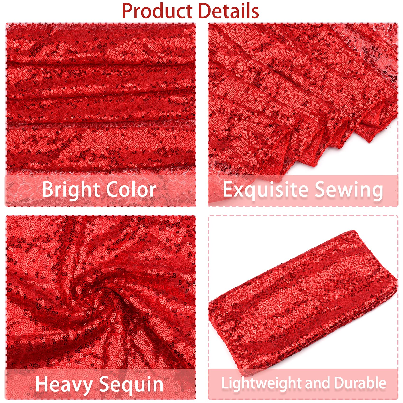 12 Packs 12 X 108 Inch Red Sequin Table Runner Glitter Dining Table Runner For Birthday Wedding Engagement Bridal Baby Shower Ba