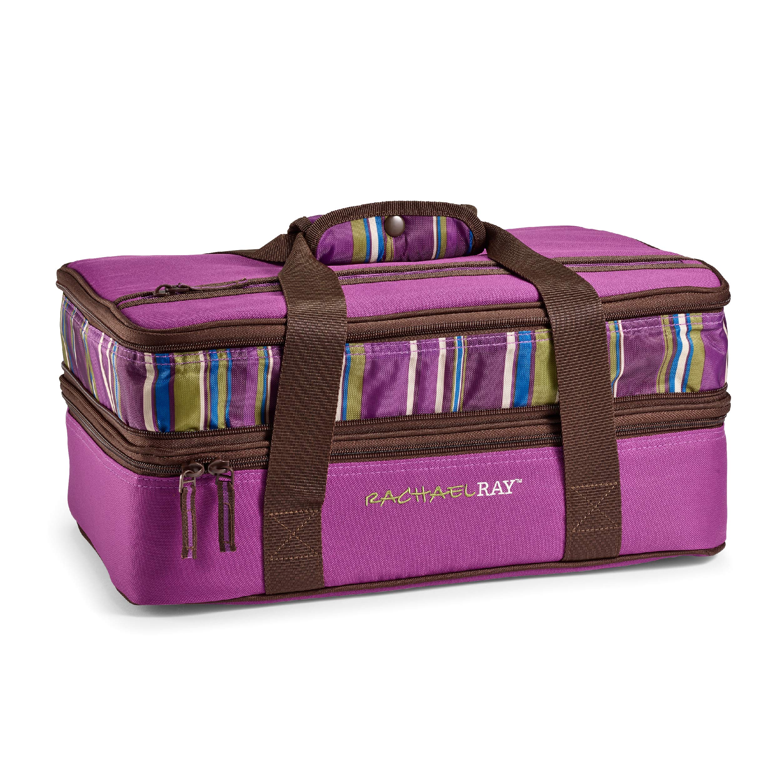 Rachael Ray Expandable Lasagna Lugger, Insulated Casserole Carrier, Fits 9x13 Baking Dish, Purple