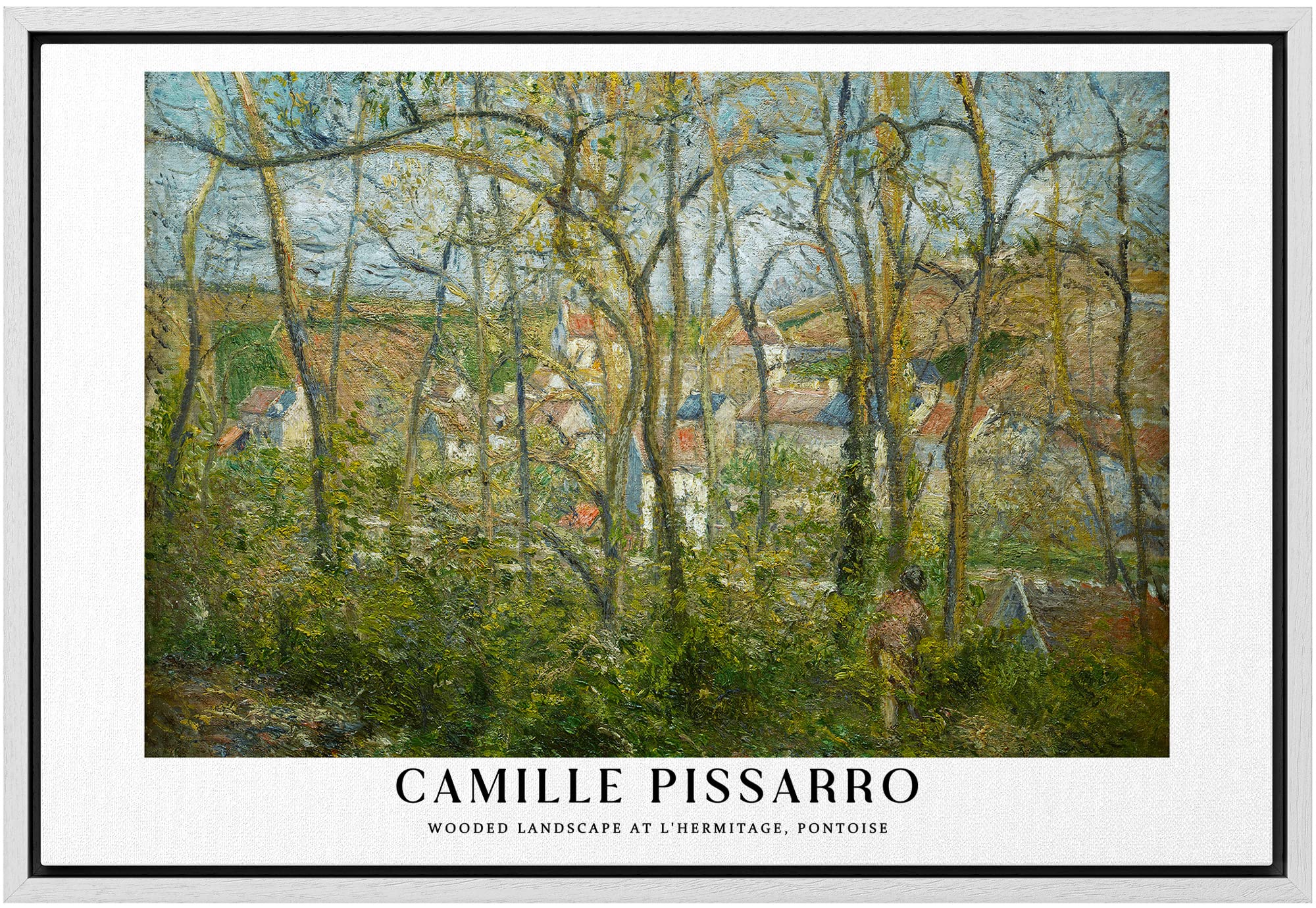 Wall26 Framed Canvas Print Wall Art Wooded Landscape At Pontoise By Pissarro Historic Classical Illustrations Fine Art Decorativ
