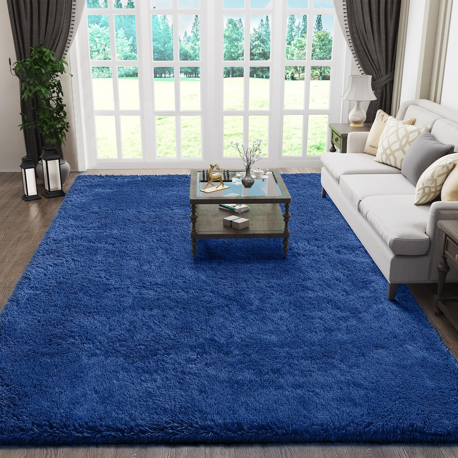 Ophanie 5x8 Blue Rugs for Living Room, Kids Nursery Rug Aesthetic, Playroom Navy Area Rugs for Boys Girls Teen Home Decor, Fluff