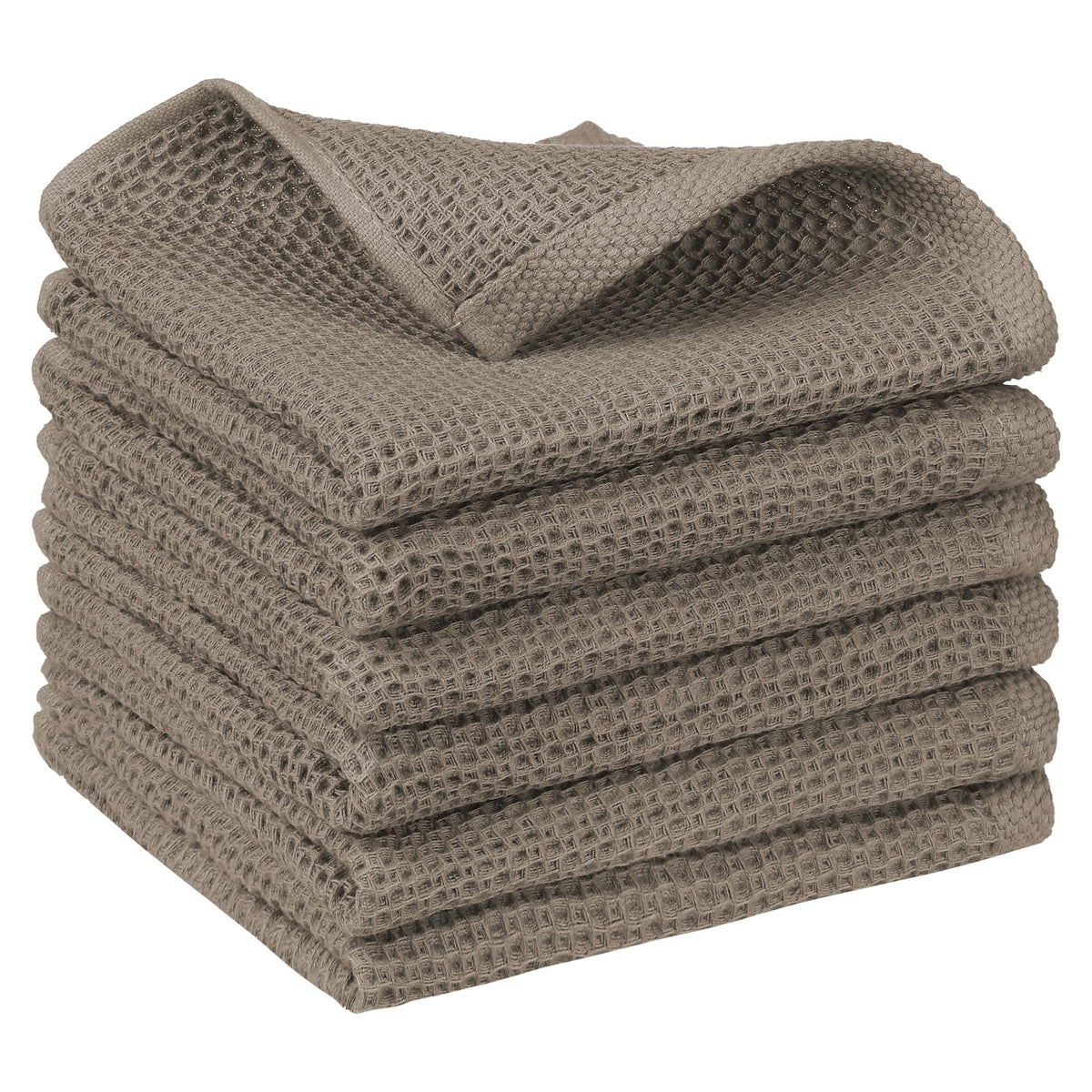 Uxcell 100% Cotton Dish Clothes, Double-Sided Waffle Weave Kitchen Towels, Absorbent Kitchen Dish Cloths, 14'' X 14'' 6 Pack Bro
