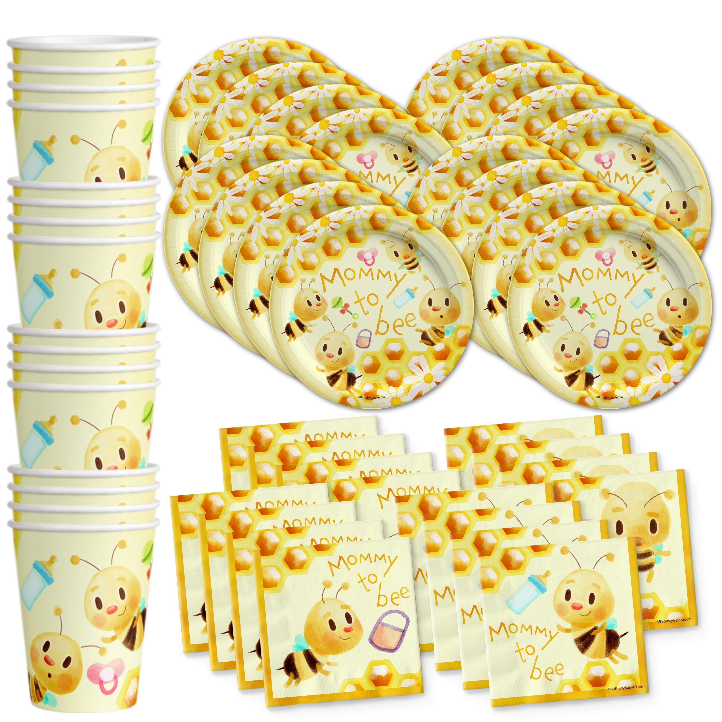 Mommy To Bee Baby Shower Party Supplies Set Plates Napkins Cups Tableware Kit For 16